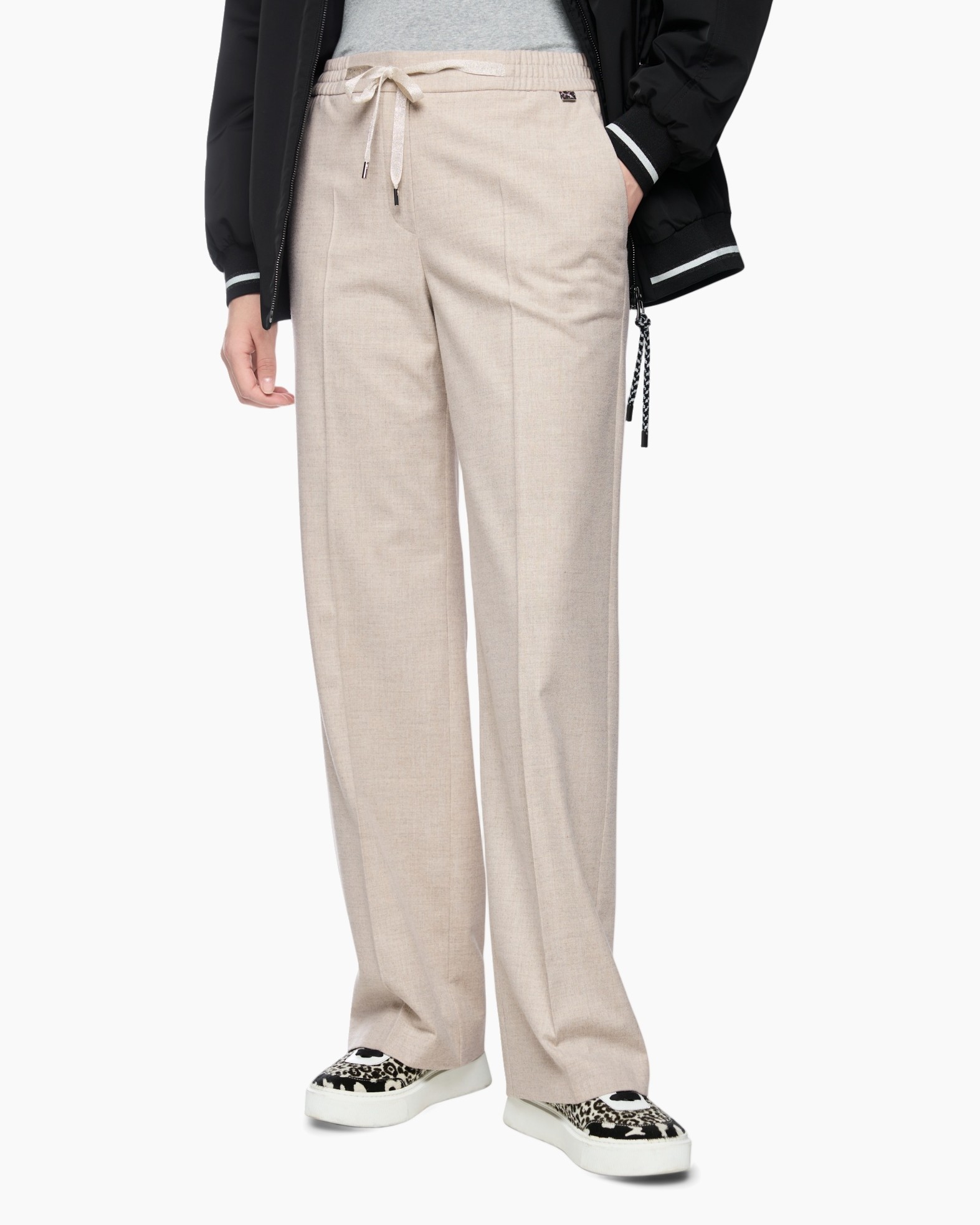broek, beige, touwce, loszittend, trousers