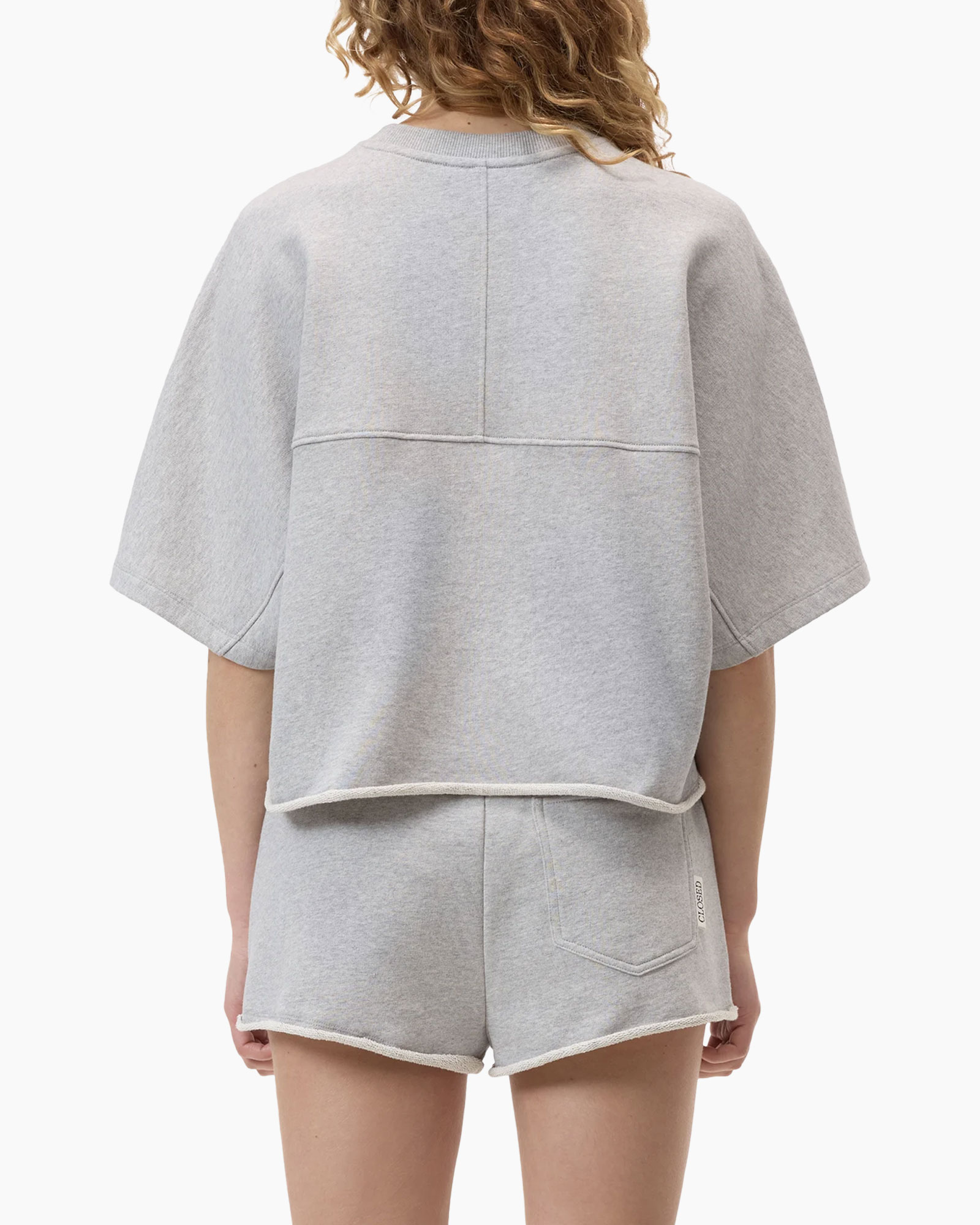 hoodie, shorts, loungewear, grijs, trekkoord