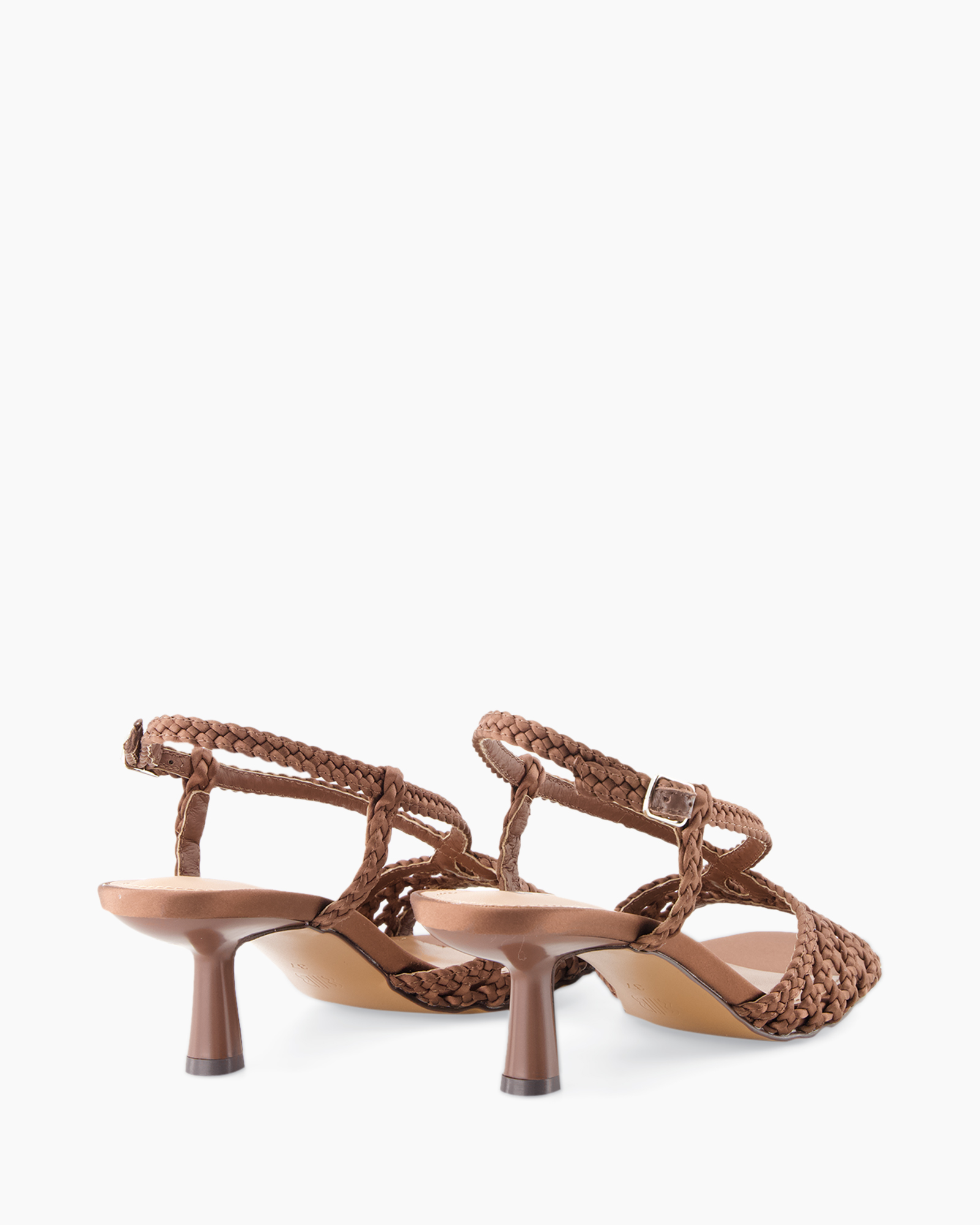 zolen, gevlochten, riemjes, hak, bruin