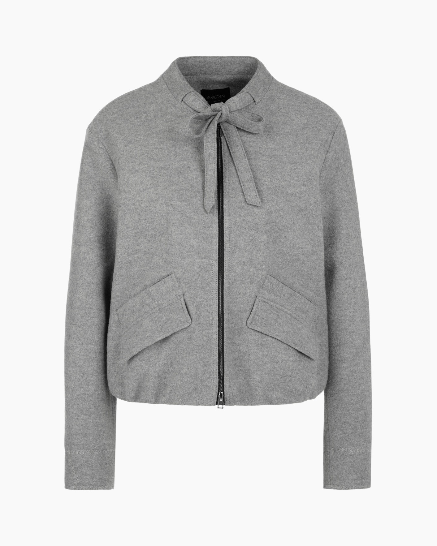 cardigan, rits, knoopkraag, zakken, grijs