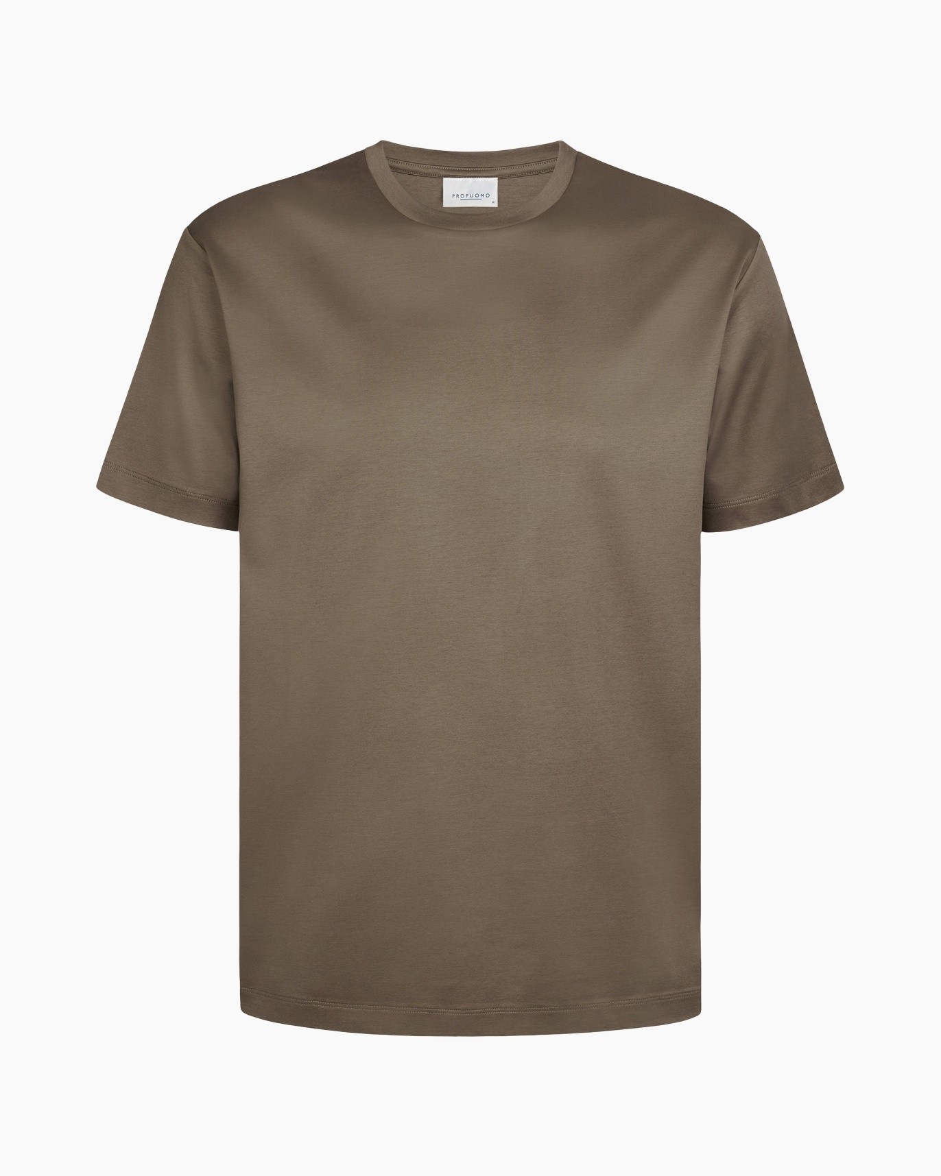 t-shirt, crewneck, korte mouwen, effen, bruin