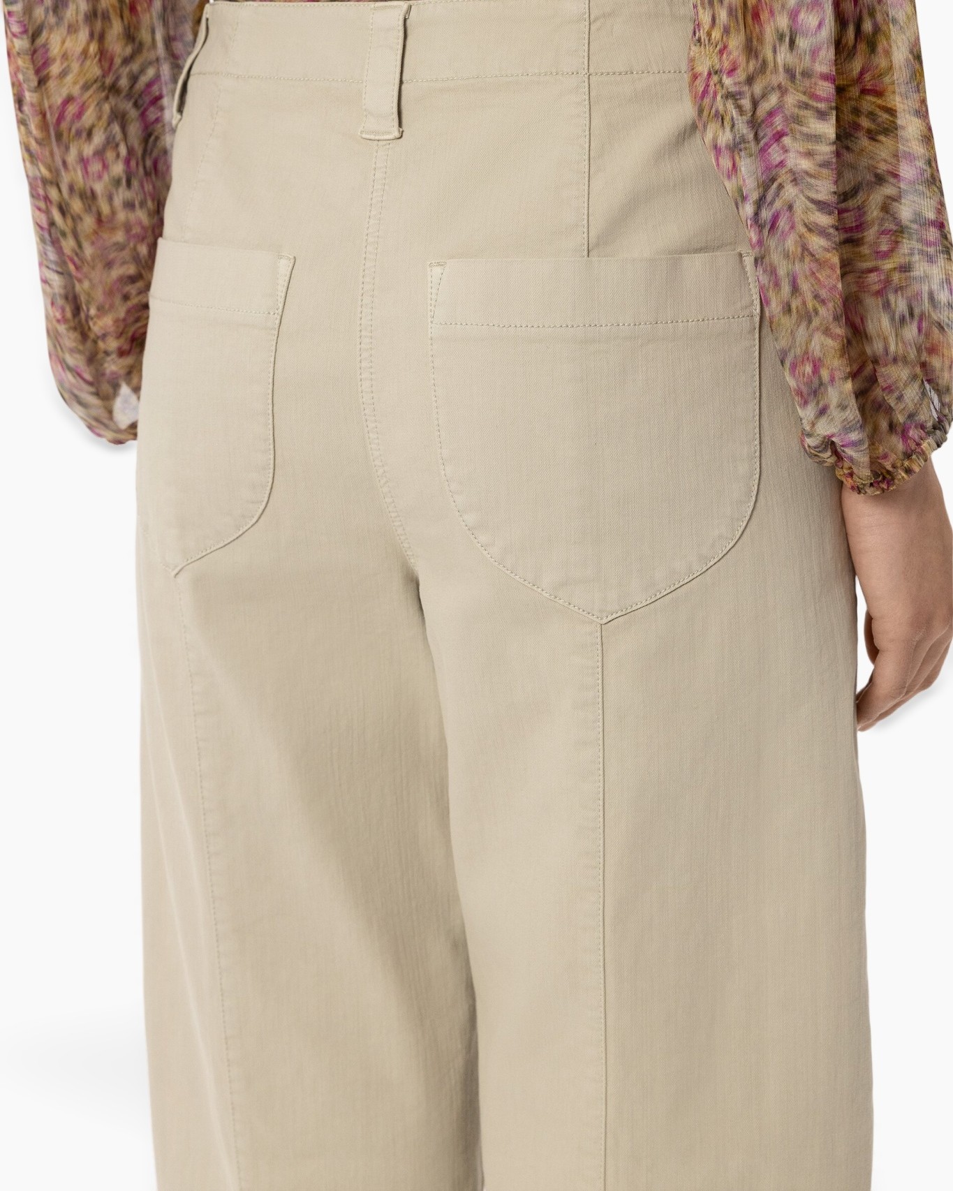 bruine/beige broek, cargo zakken, voor/achterzakken, ruime pijp, katoenmix