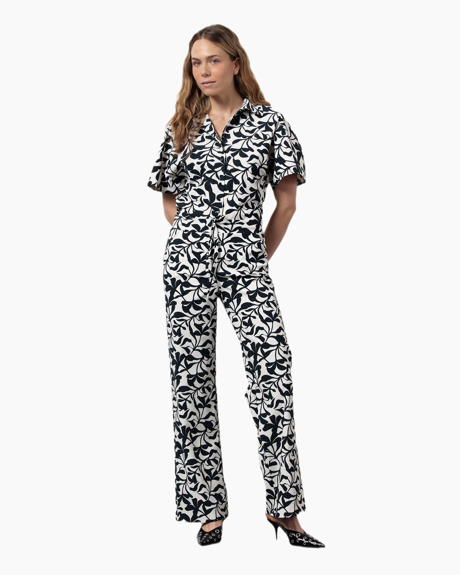 Broek Abigail Leafs Trousers Off White