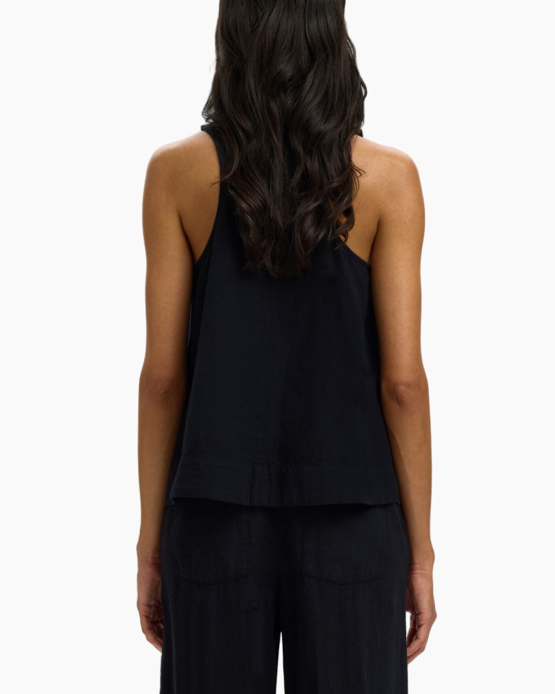 tank top, sleeveless, black, linen look, simple top