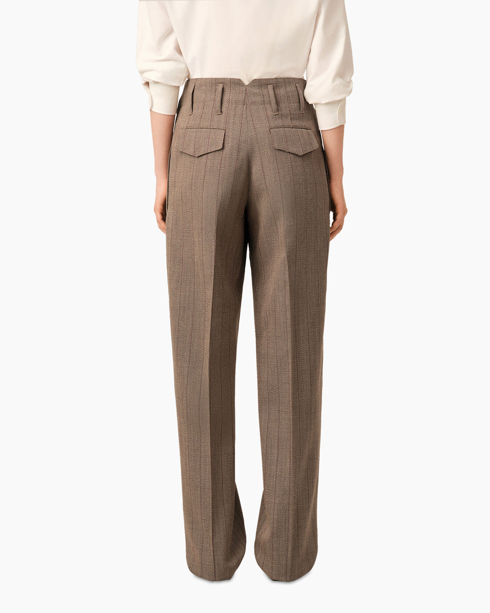 broek, pantalon, streep, bruin, achterzakken