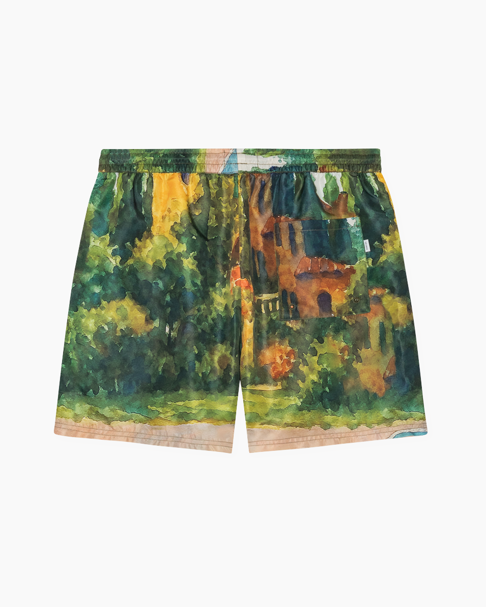 shorts, basketbalbroek, koordsluiting, print,  canvasafdruk