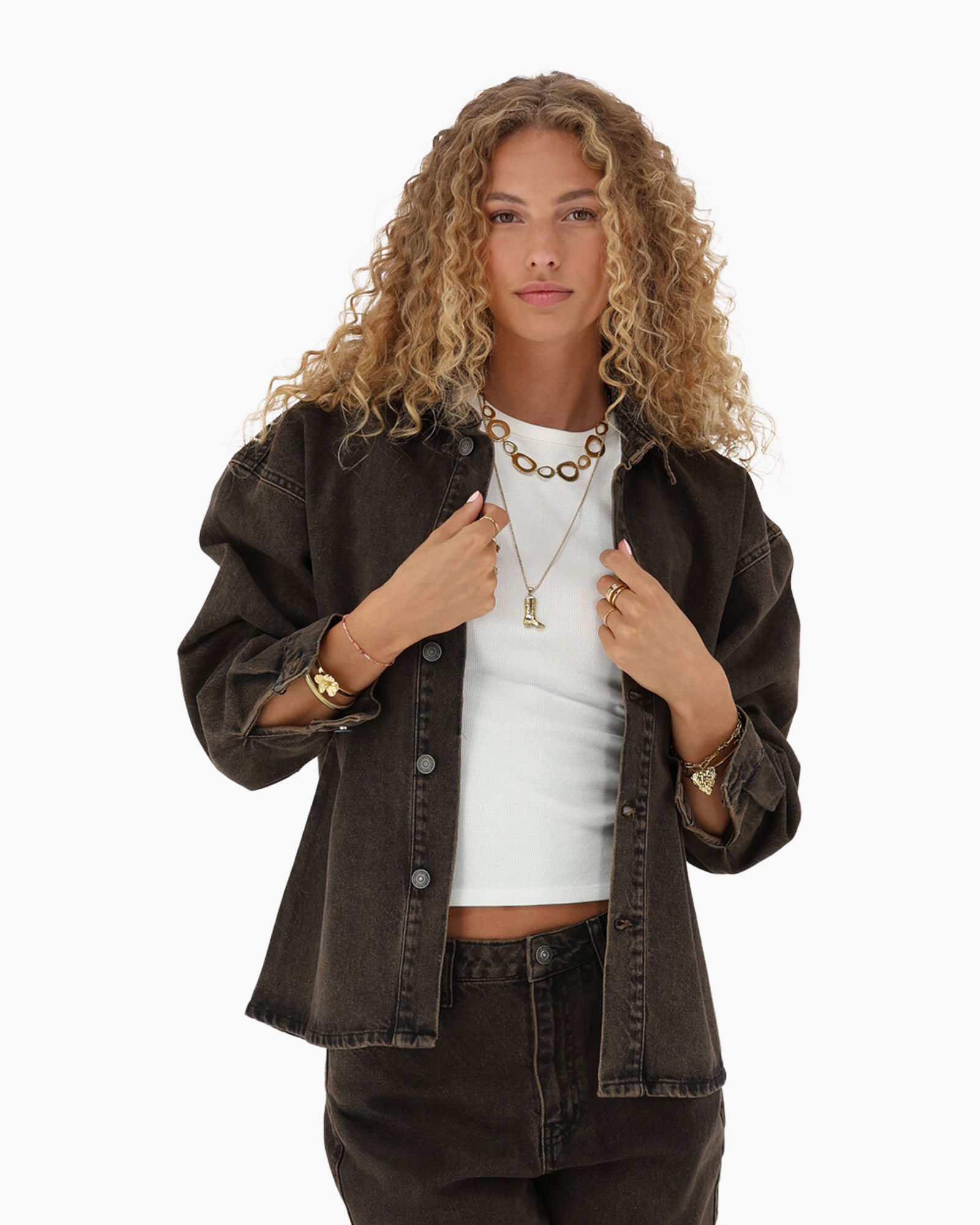 Top Denim Blouse Brown Bruin