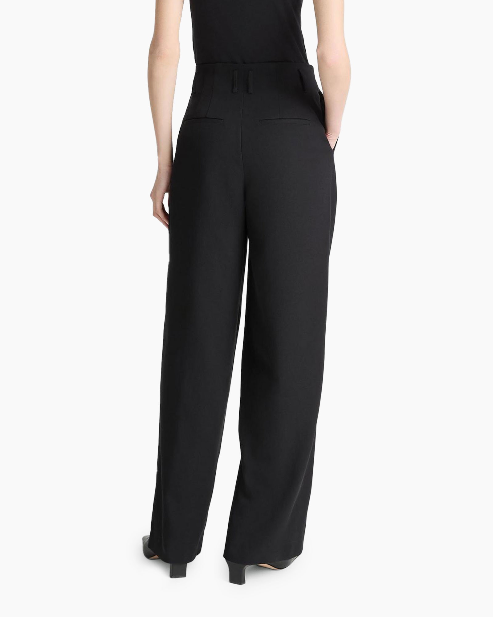 Broek High Waist Pleated Zwart