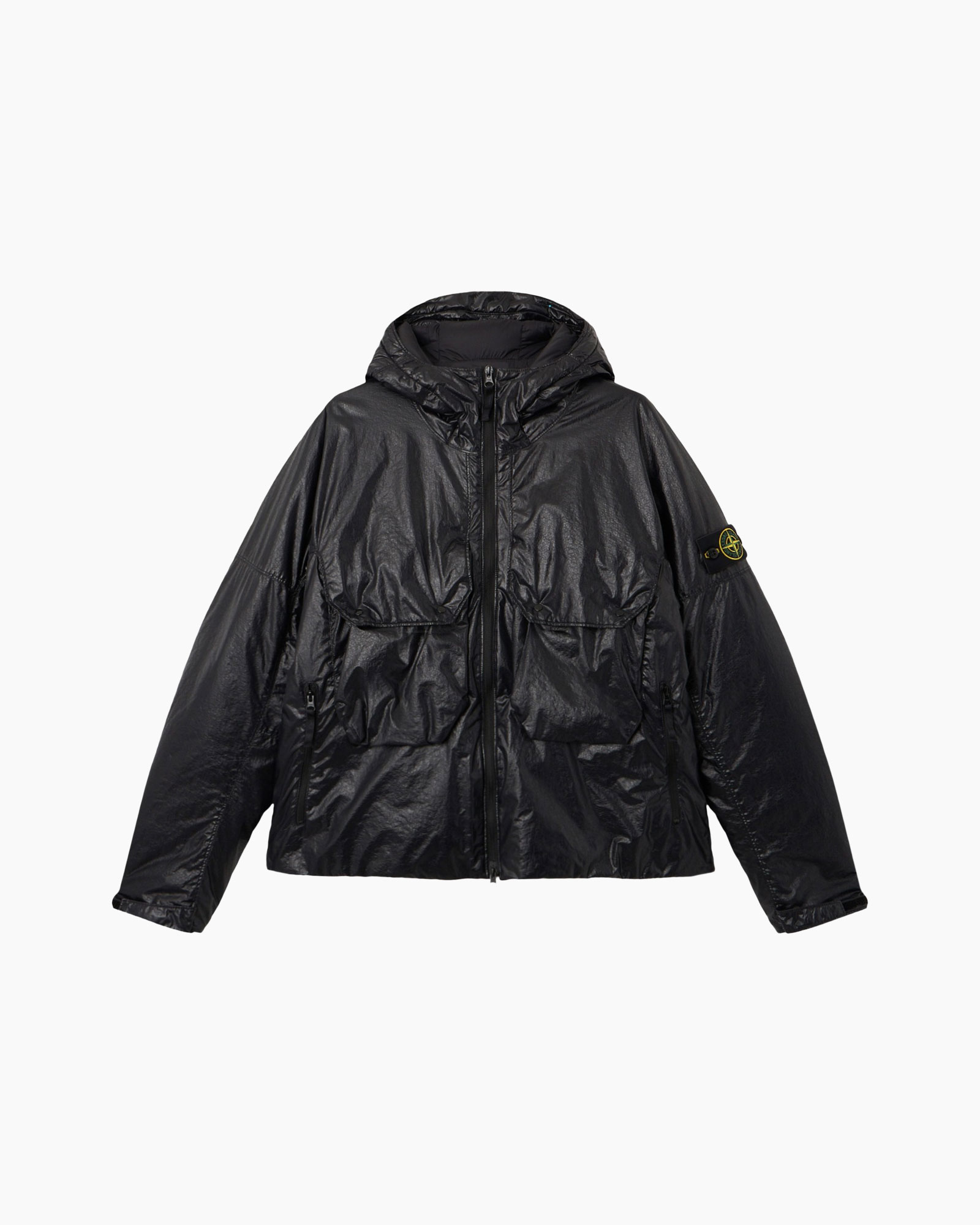 winterjas, gewatteerd, zwart, rits, outerwear