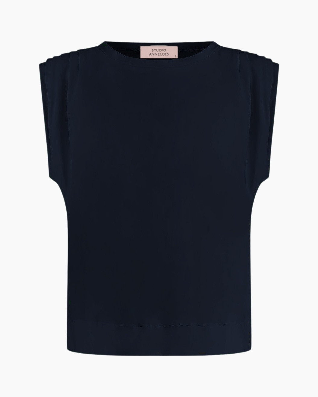 marineblauw, top, mouwloos, tanktop, effen