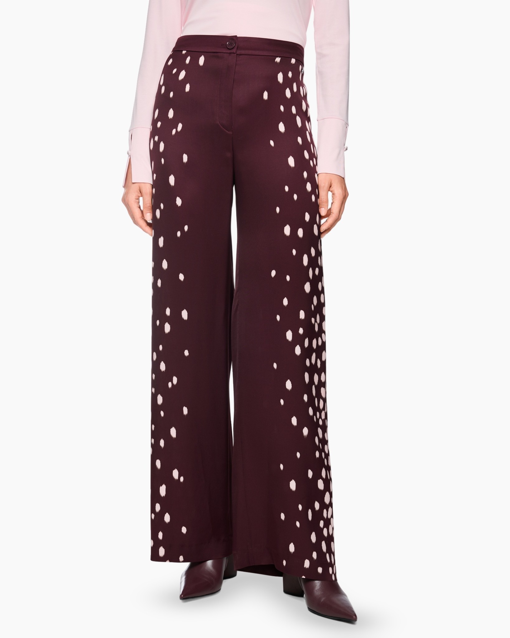 wijd, palozzo, maroon, polkadot, broek