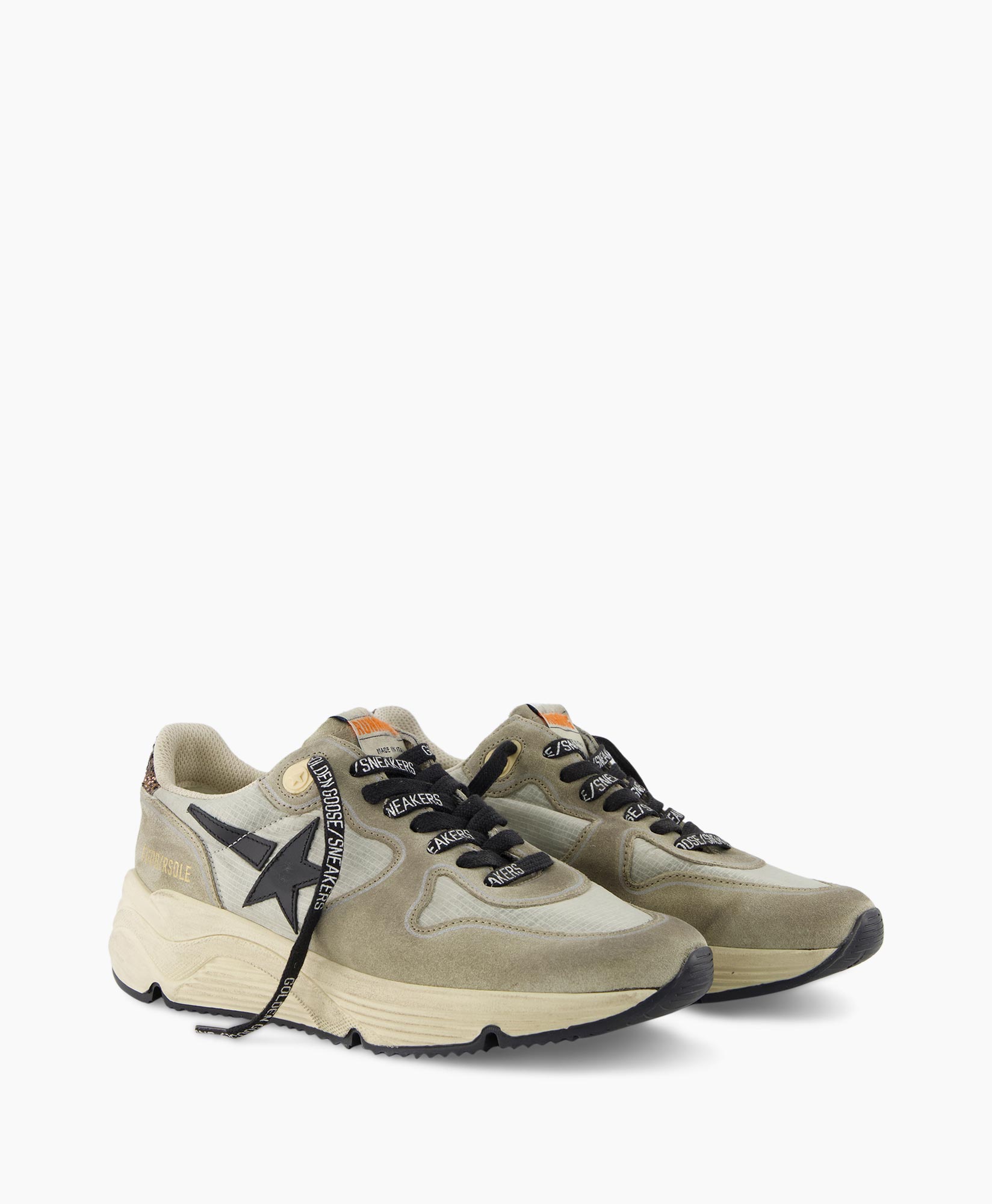 Sneaker Running Sole Nylon Upper Toe Box Suede Toe Taupe