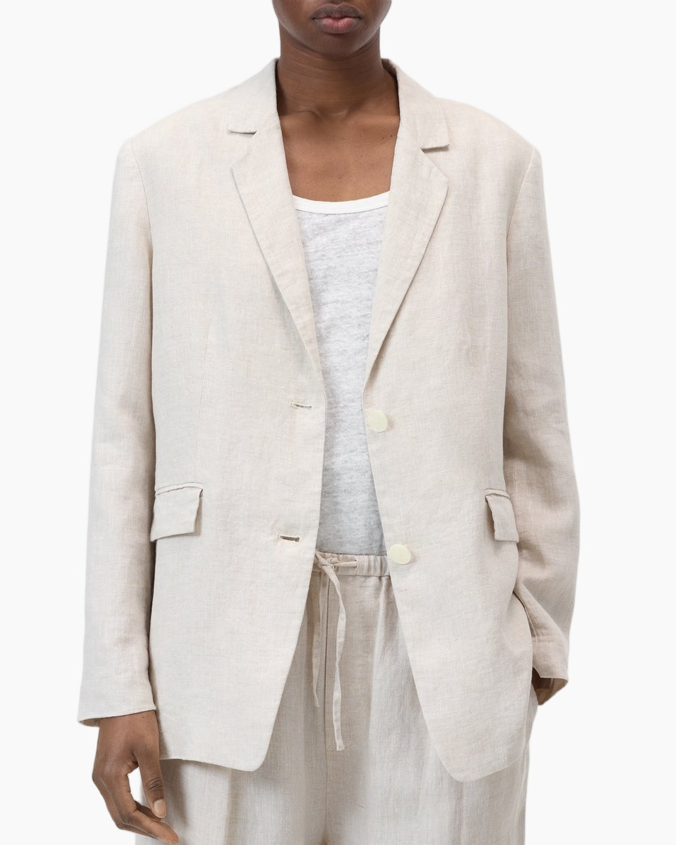 blazer, linen, beige, jacket, two-button