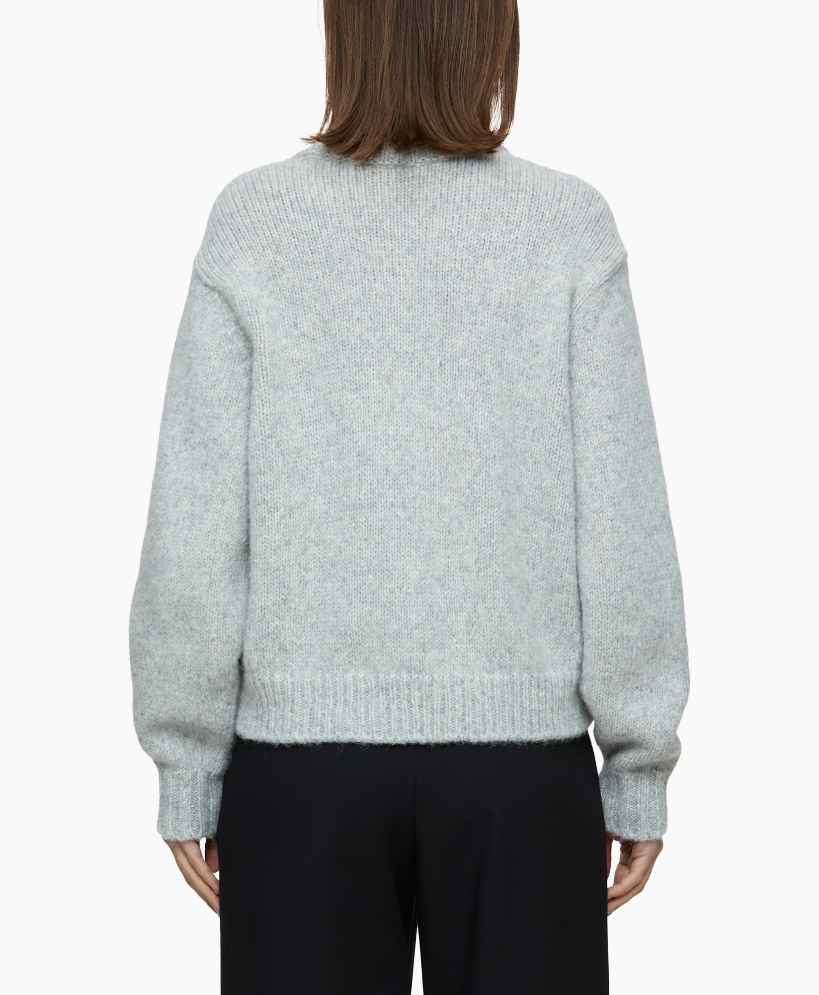Gebreide Trui Cropped Crew Neck Grijs