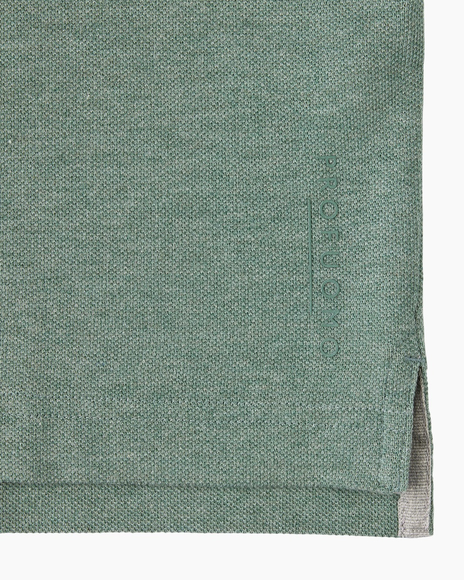 polo, polo shirt, green, textured knit, side slit