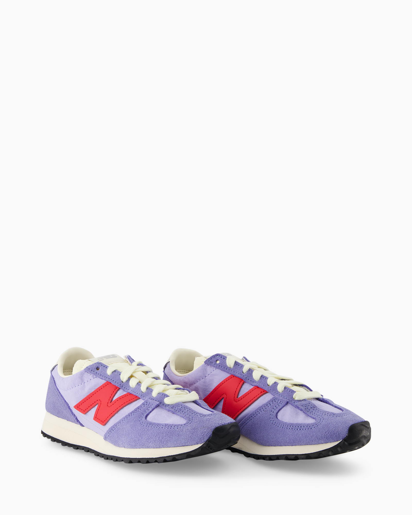 sneaker, paars, suede, rood logo, veters