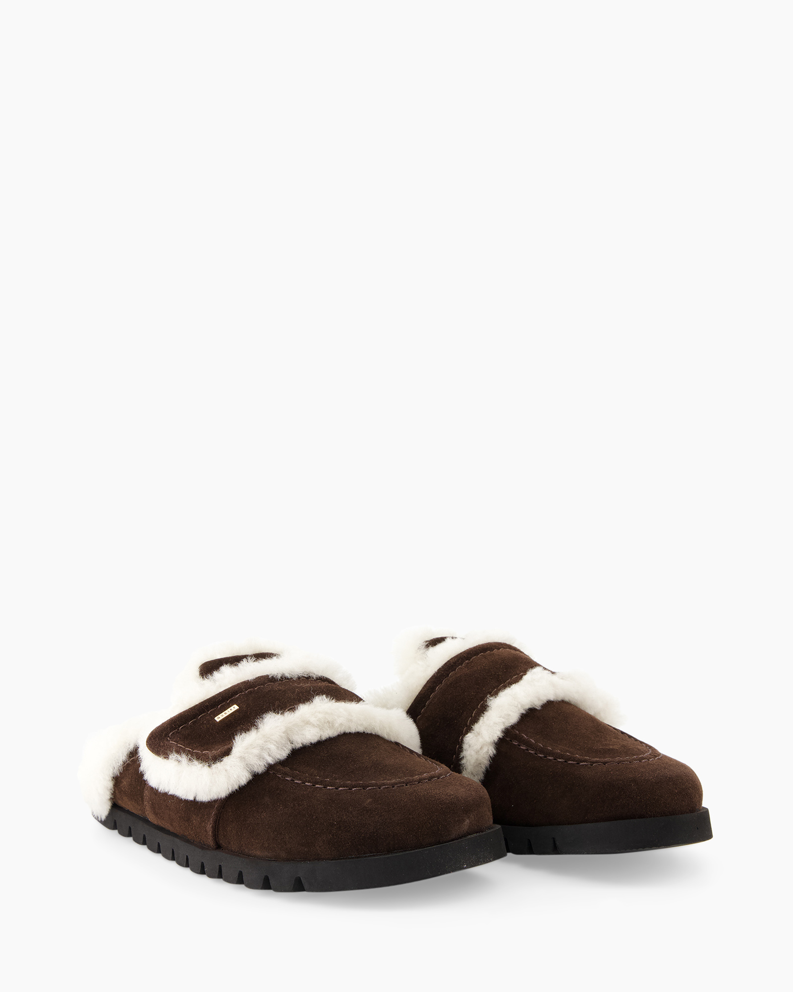 pantoffels, mocassin, bruin, shearling, vacht afwerking