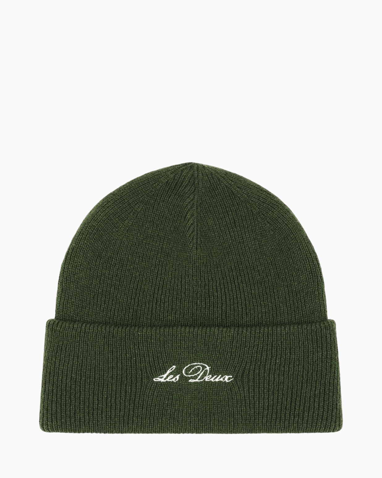 baret, brei, groen, omgeslagen boord, logo borduring