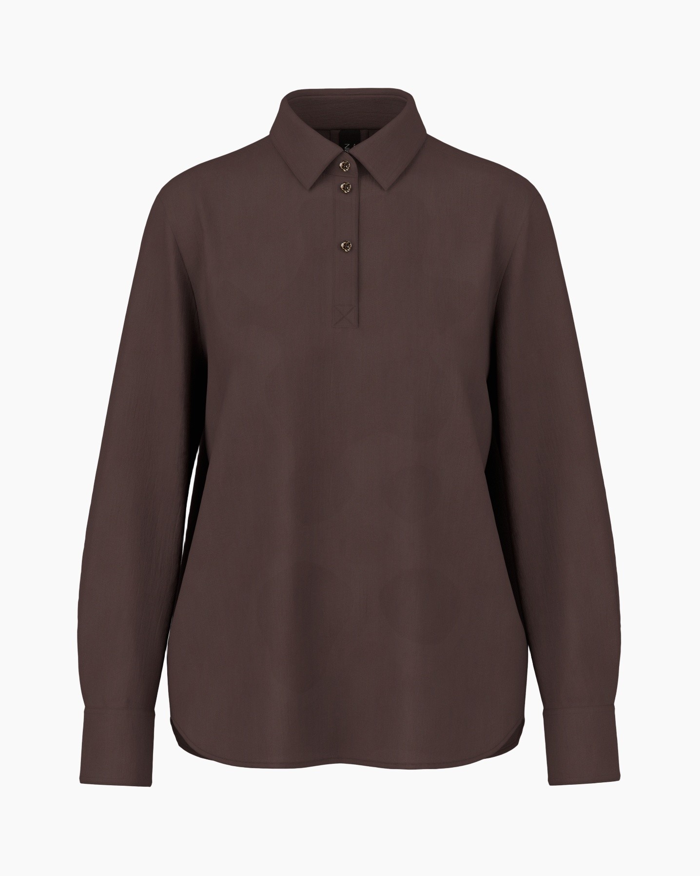 shirt, polo, langere mouw, bruin, kraag