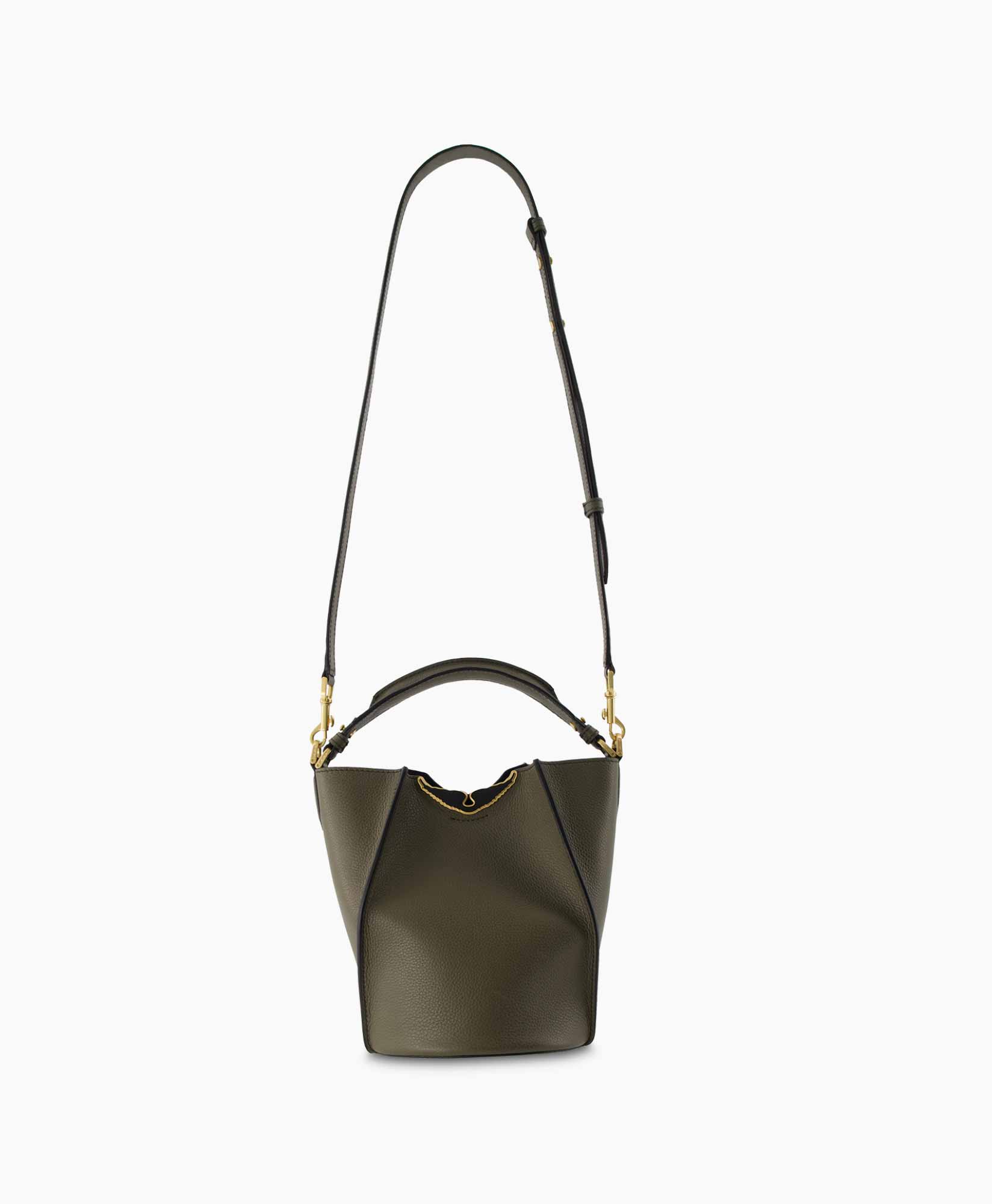 Schouder / Hand Tas Borderline Bucket Grained Leat Antraciet