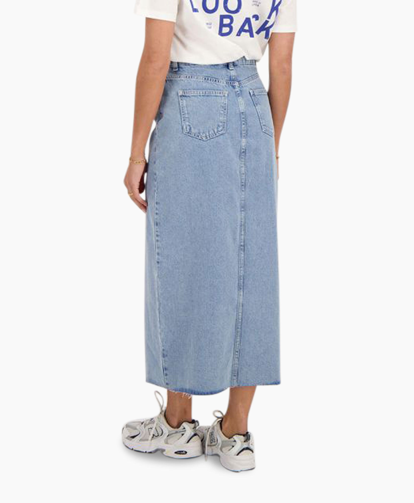 Midi Rok Denim Midi Skirt Blauw