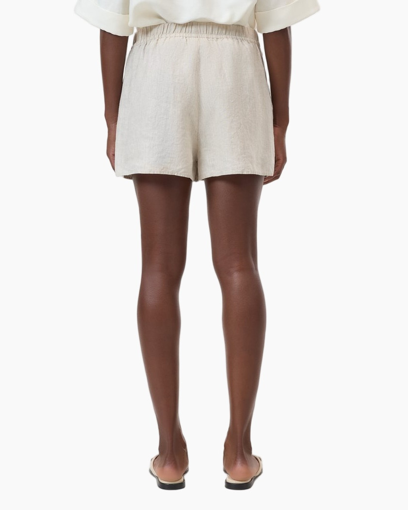 shorts, linen, beige, drawstring, sandals