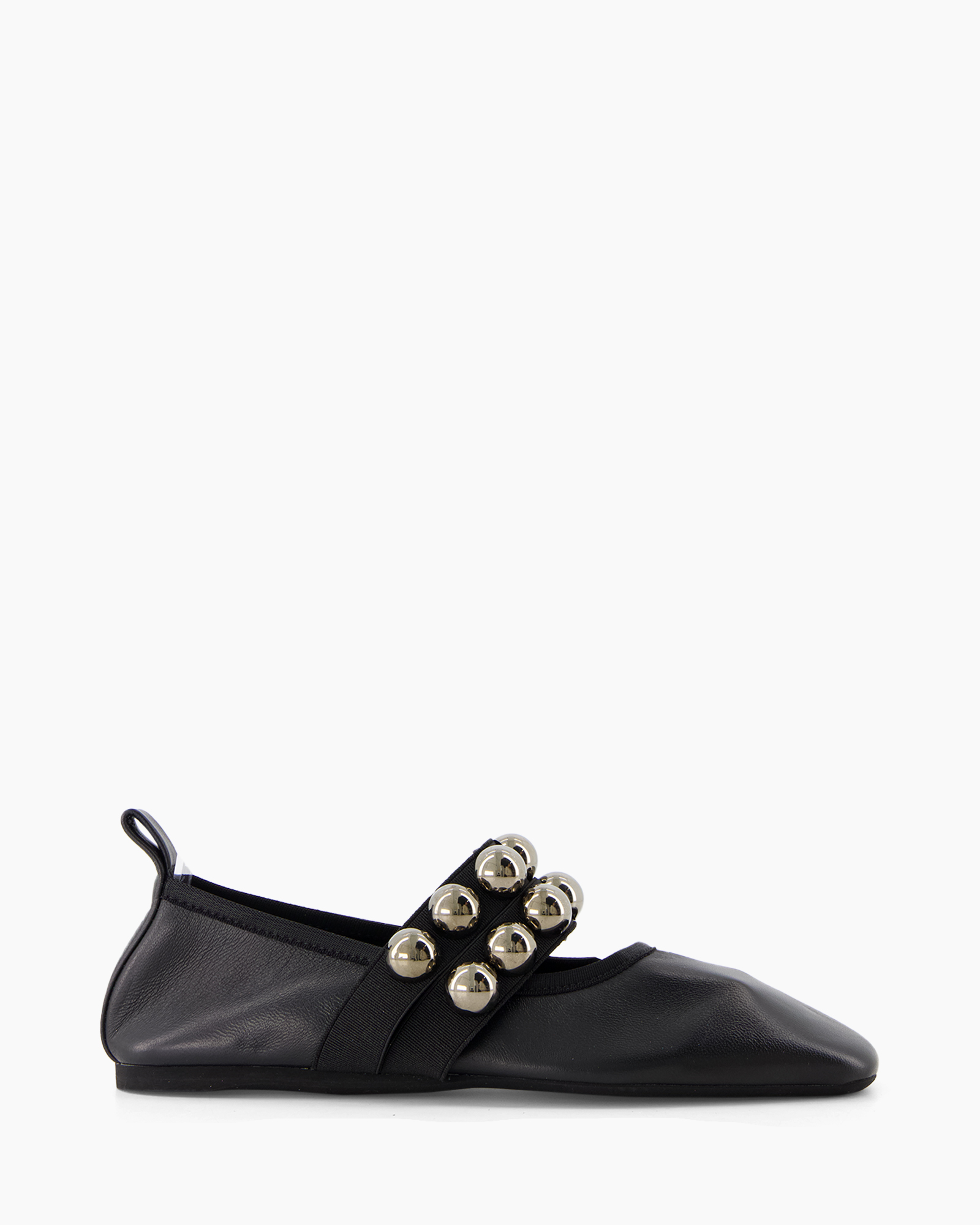 shoe, slip-on, black, leather, metallic studs