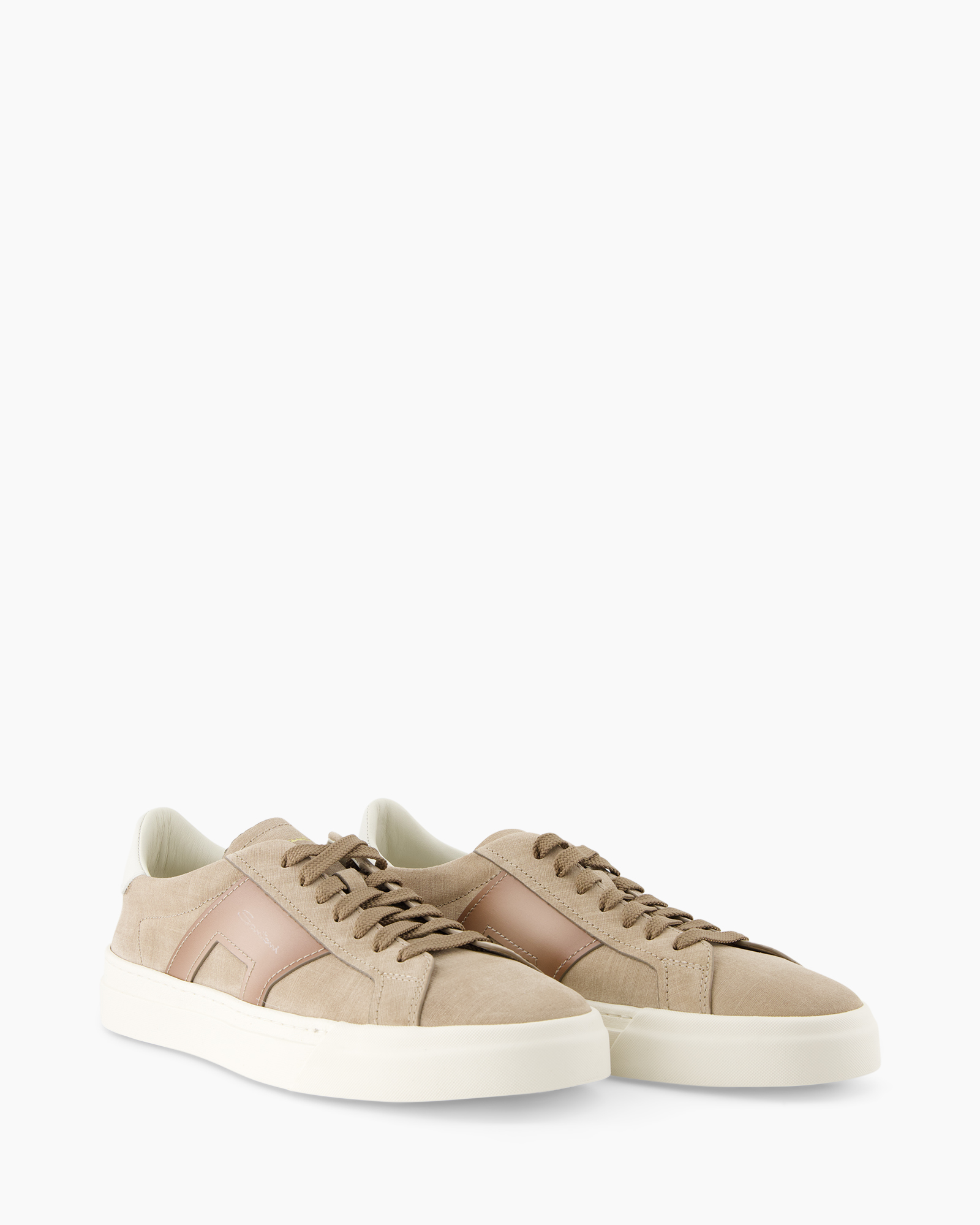 sneaker, beige, canvas, laag-model, veters