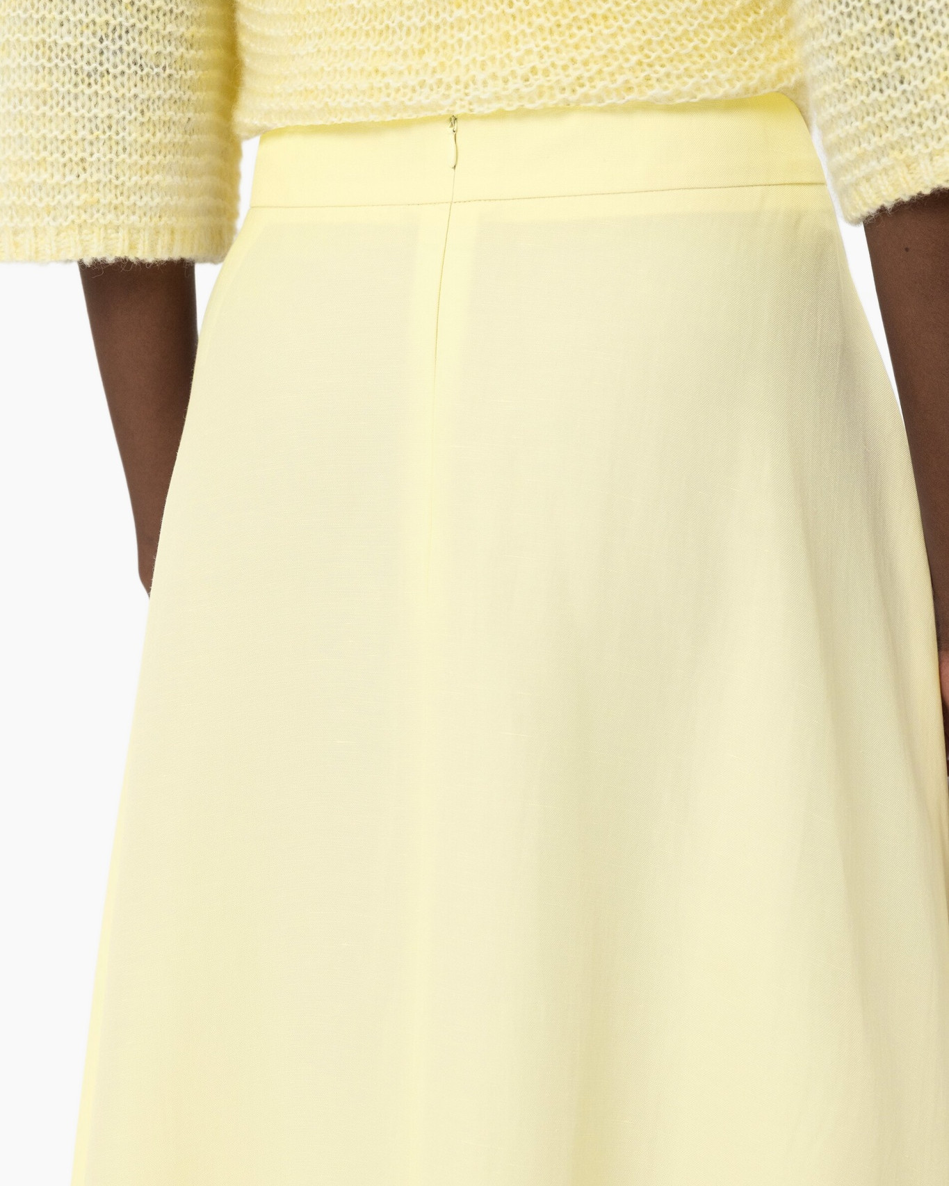 rok, effen, geel, hoog taille, paneel