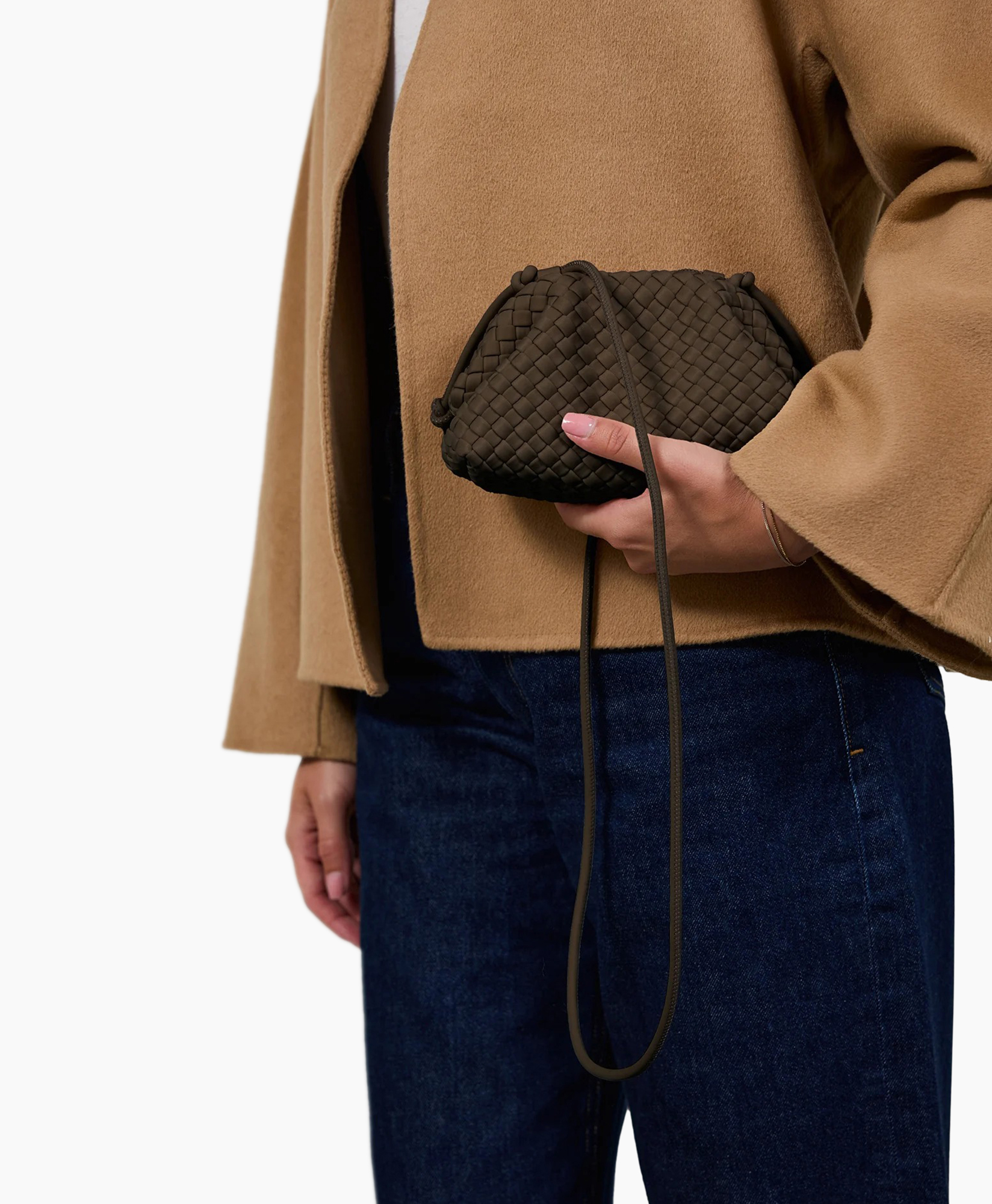 clutchbag, geweven, bruin, portemonnee, hengel