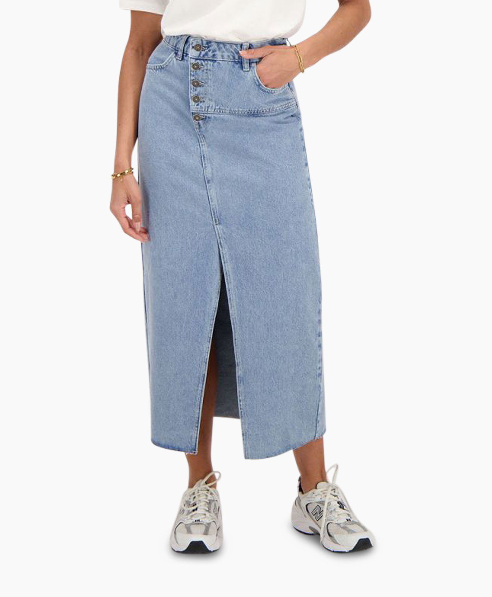 Midi Rok Denim Blauw