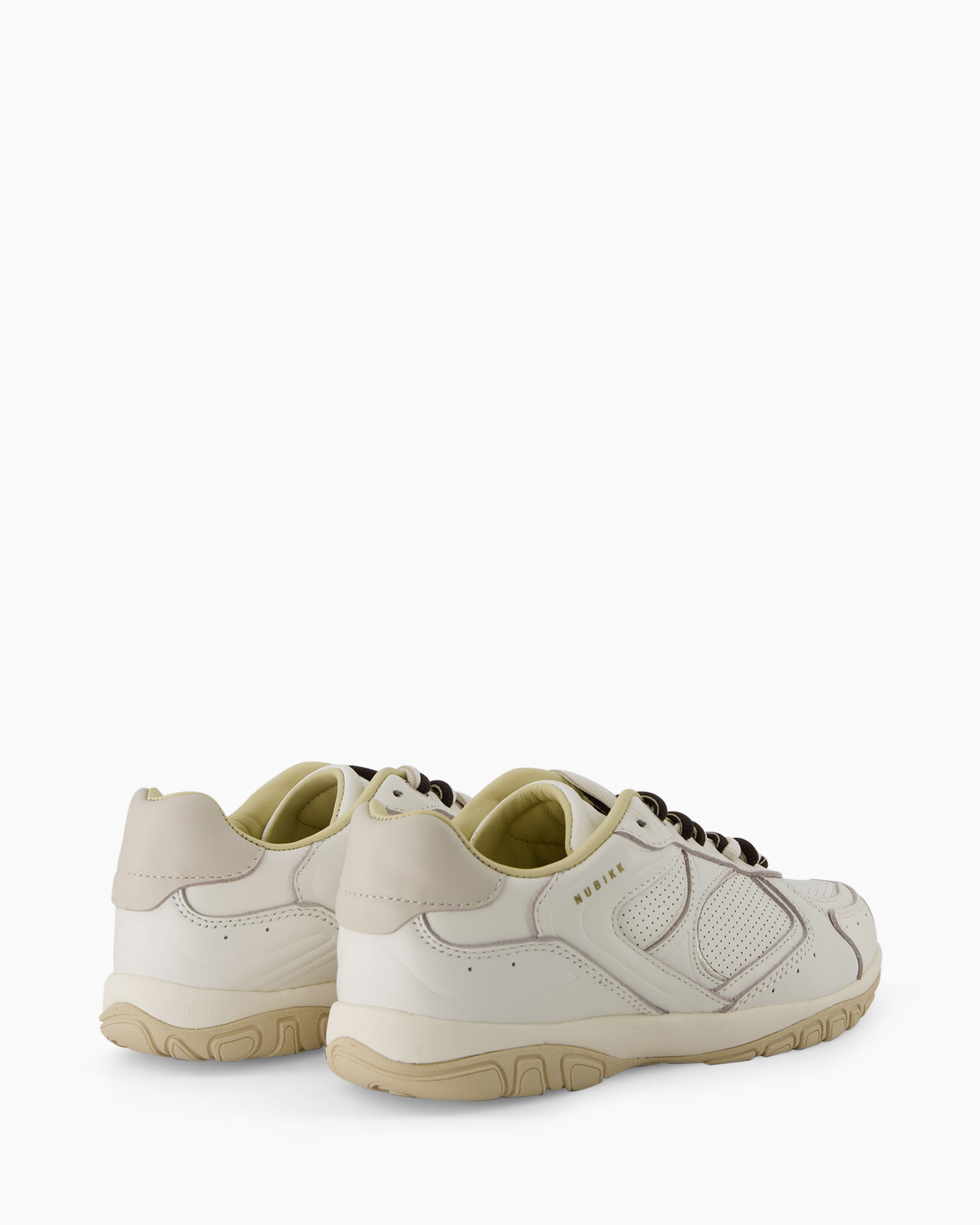 sneakers, wit, leer, gelijnd zolen, laag model