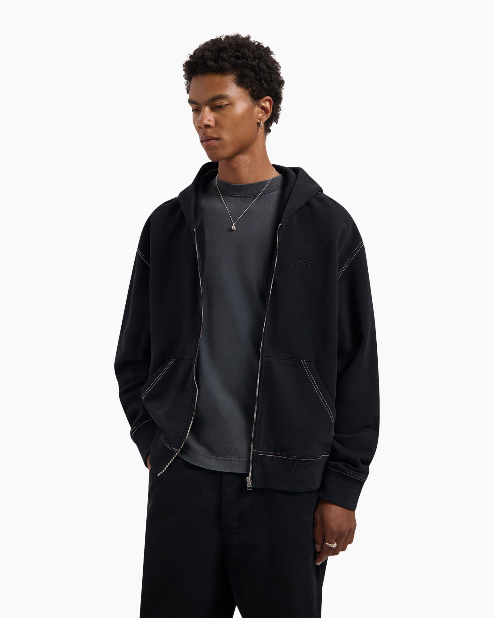 Vest Contrast Signature Zip Zwart