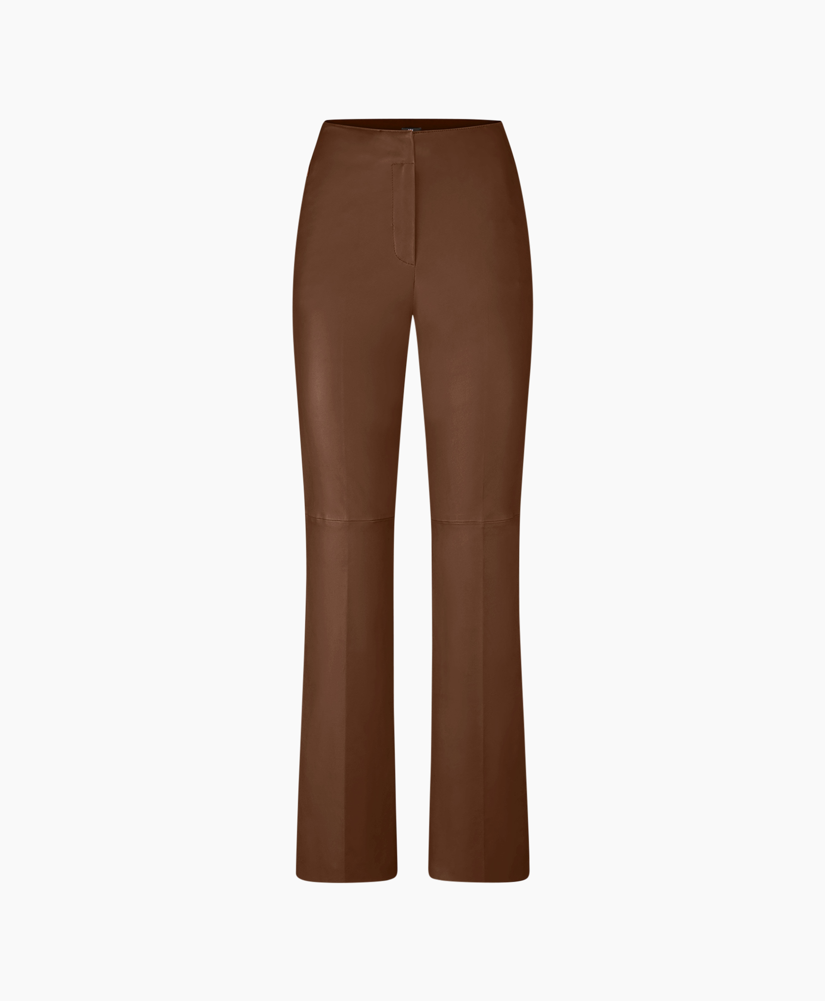 broek, broek, bruin, leer, flared