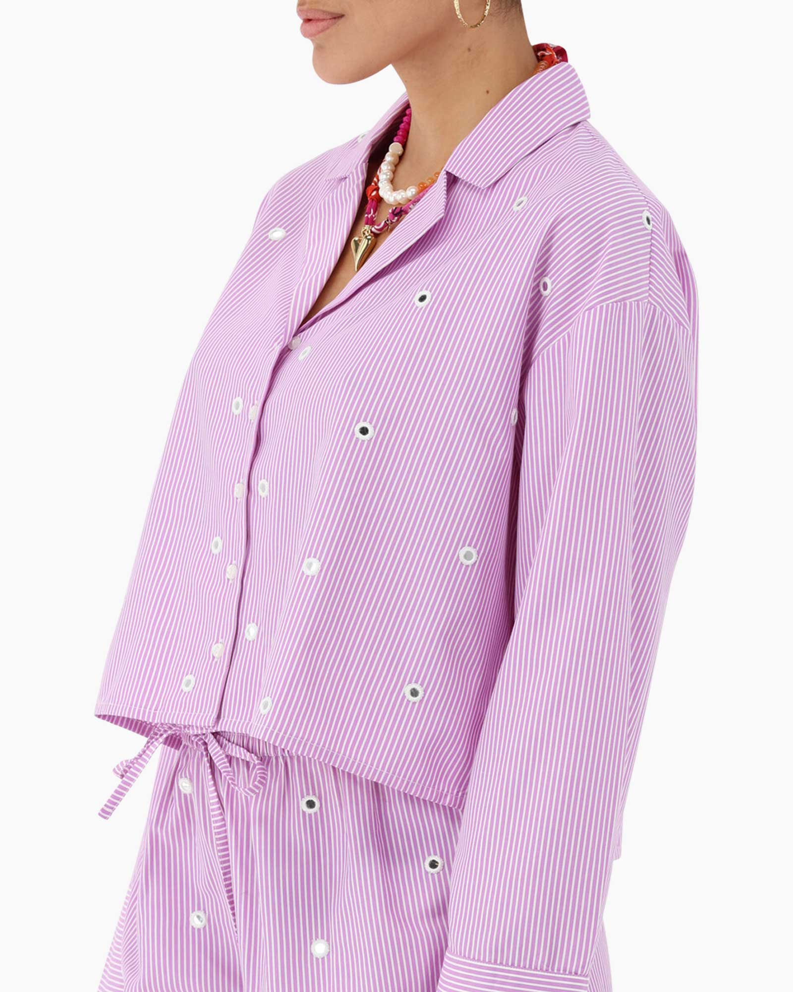 Blouse Oversized Pinstripe Blouse With Mir Roze