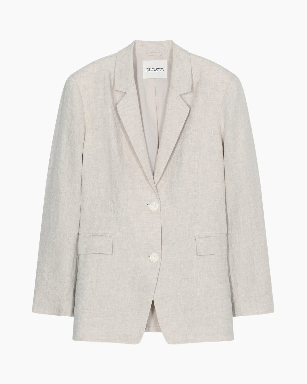 blazer, linen, beige, single-breasted, two-button