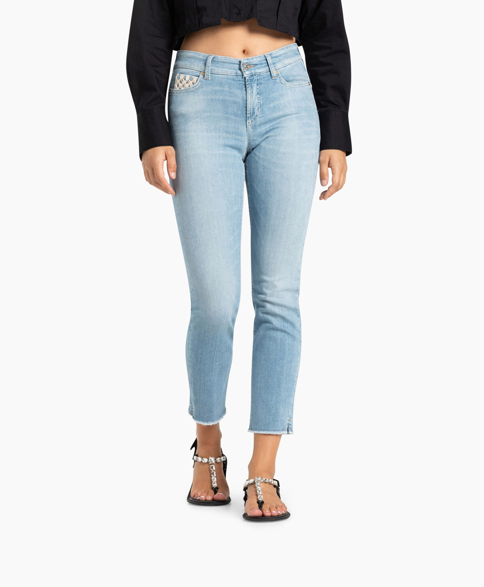 Jeans Piper Short Makramee Licht Blauw