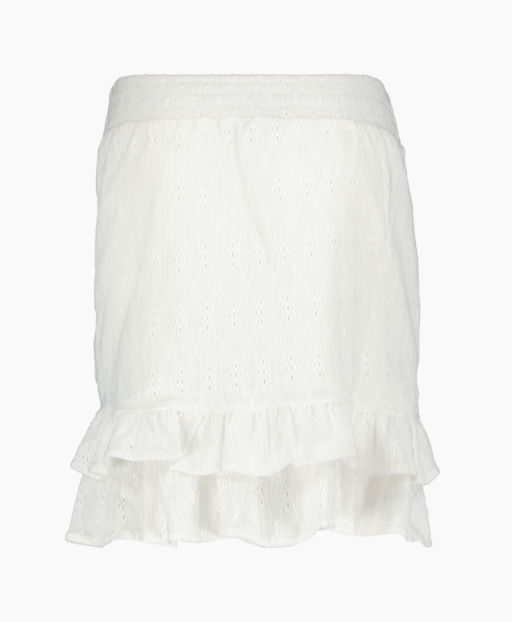 Minirok Knitted Jersey Broderie Skirt Off White