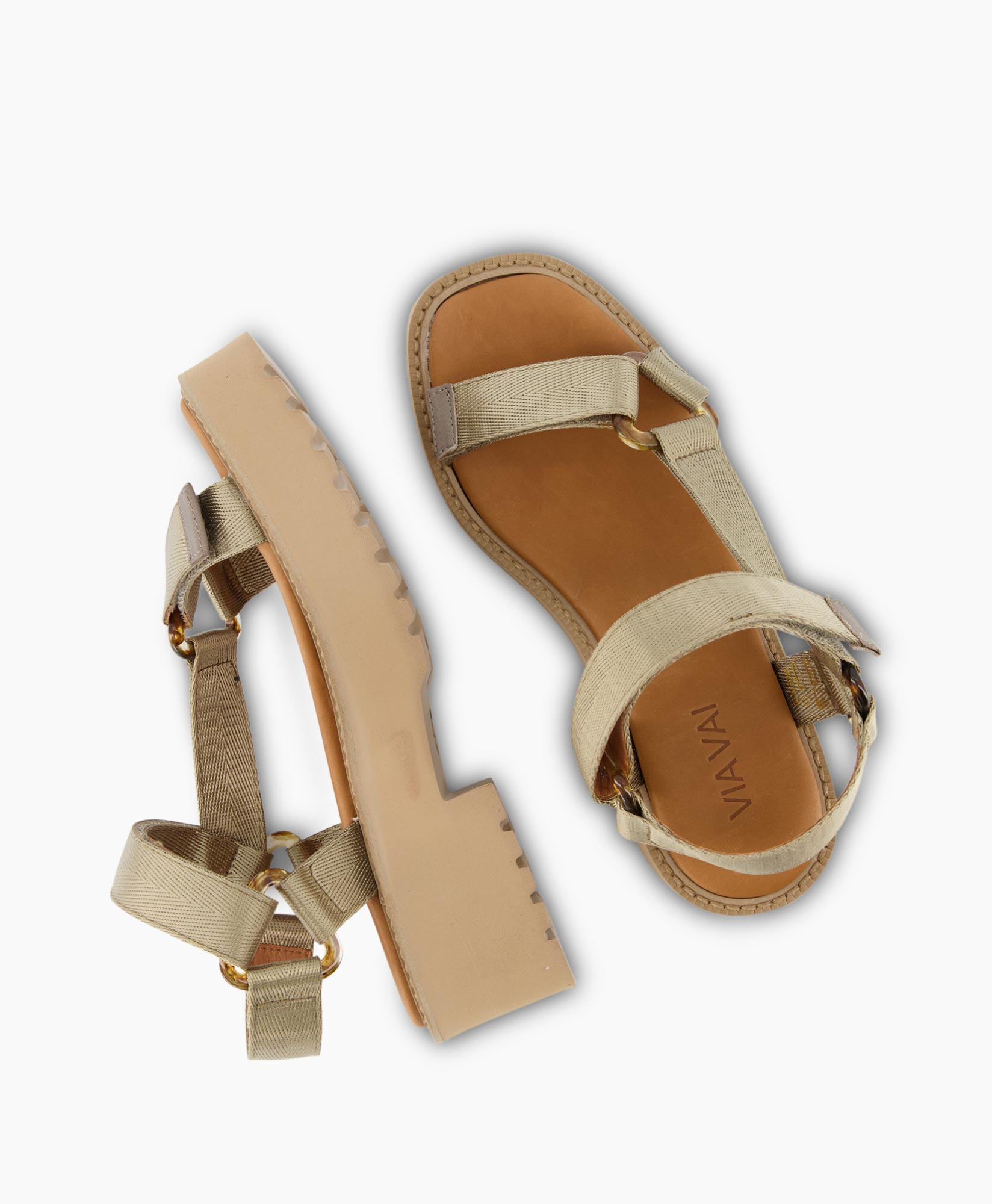 Via Vai Sandaal Met Hak Teddy Beige
