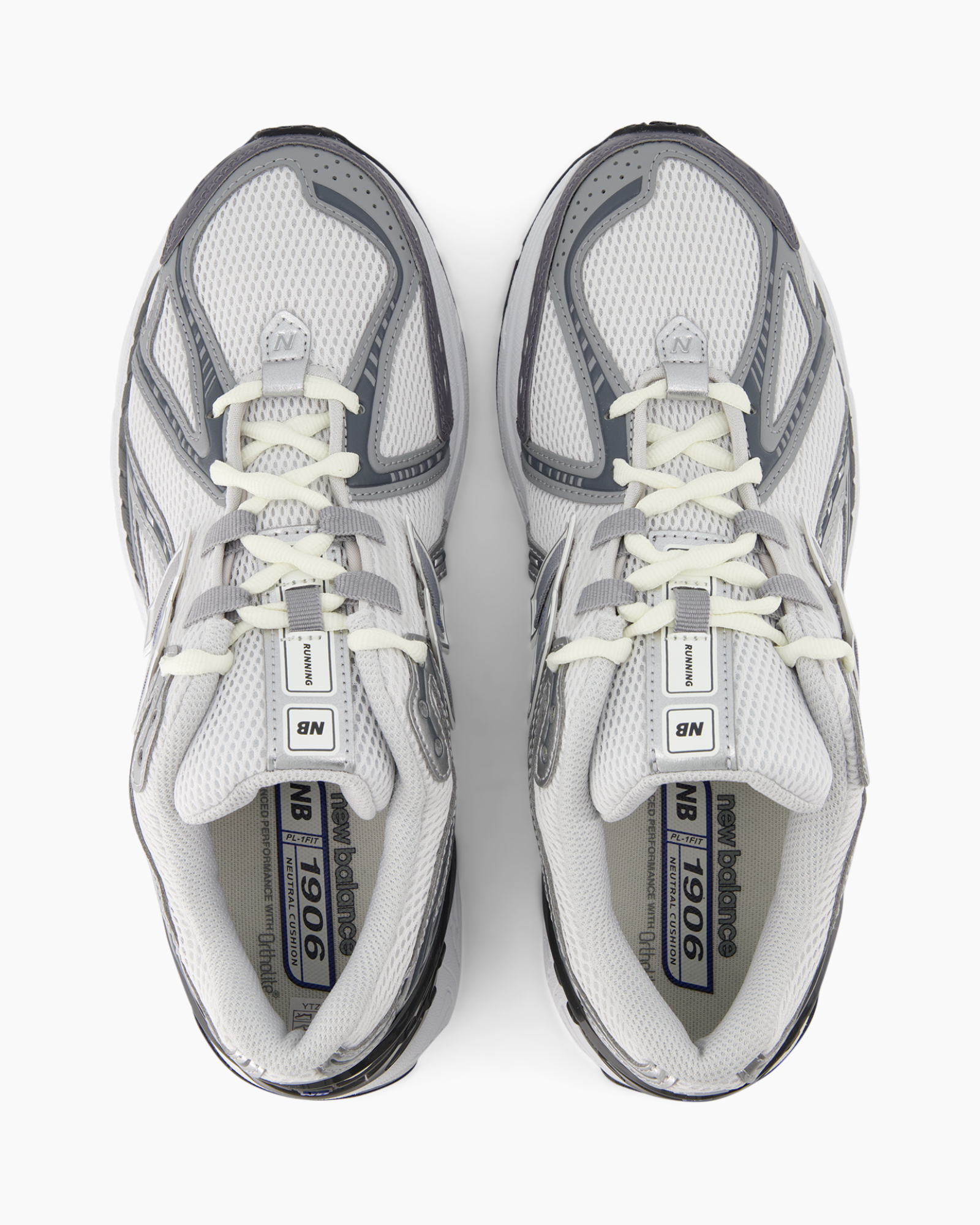sneakers, loopp glace, mesh, wit, grijs