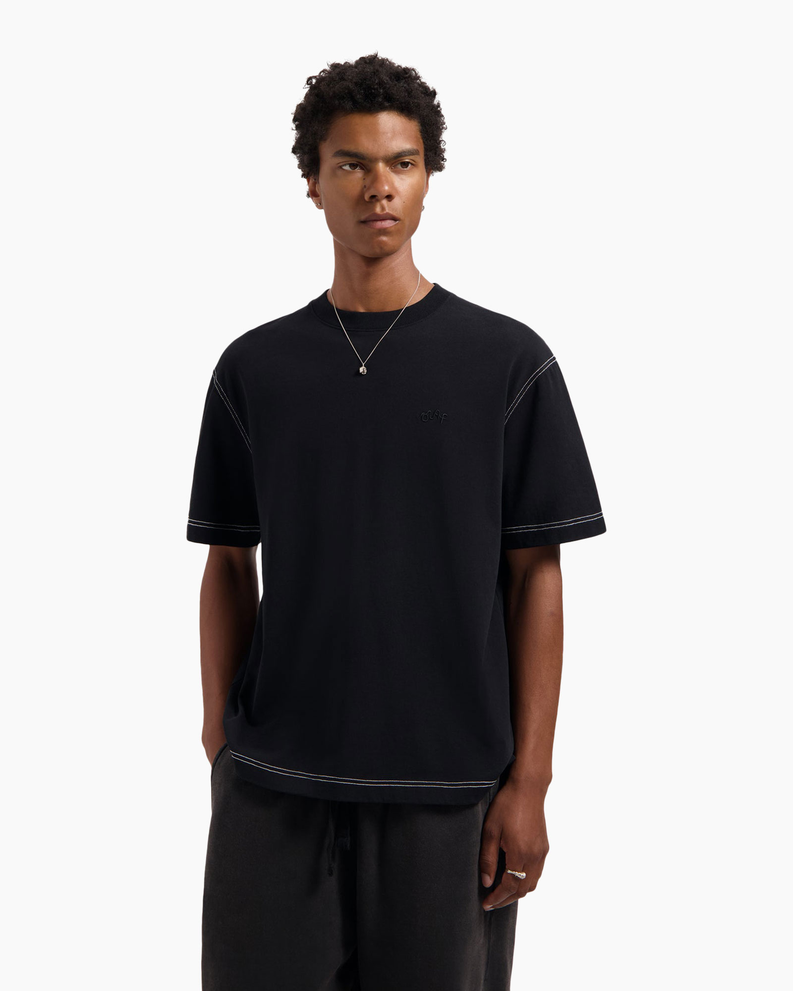 T-shirt Korte Mouw Contrast Signature Zwart