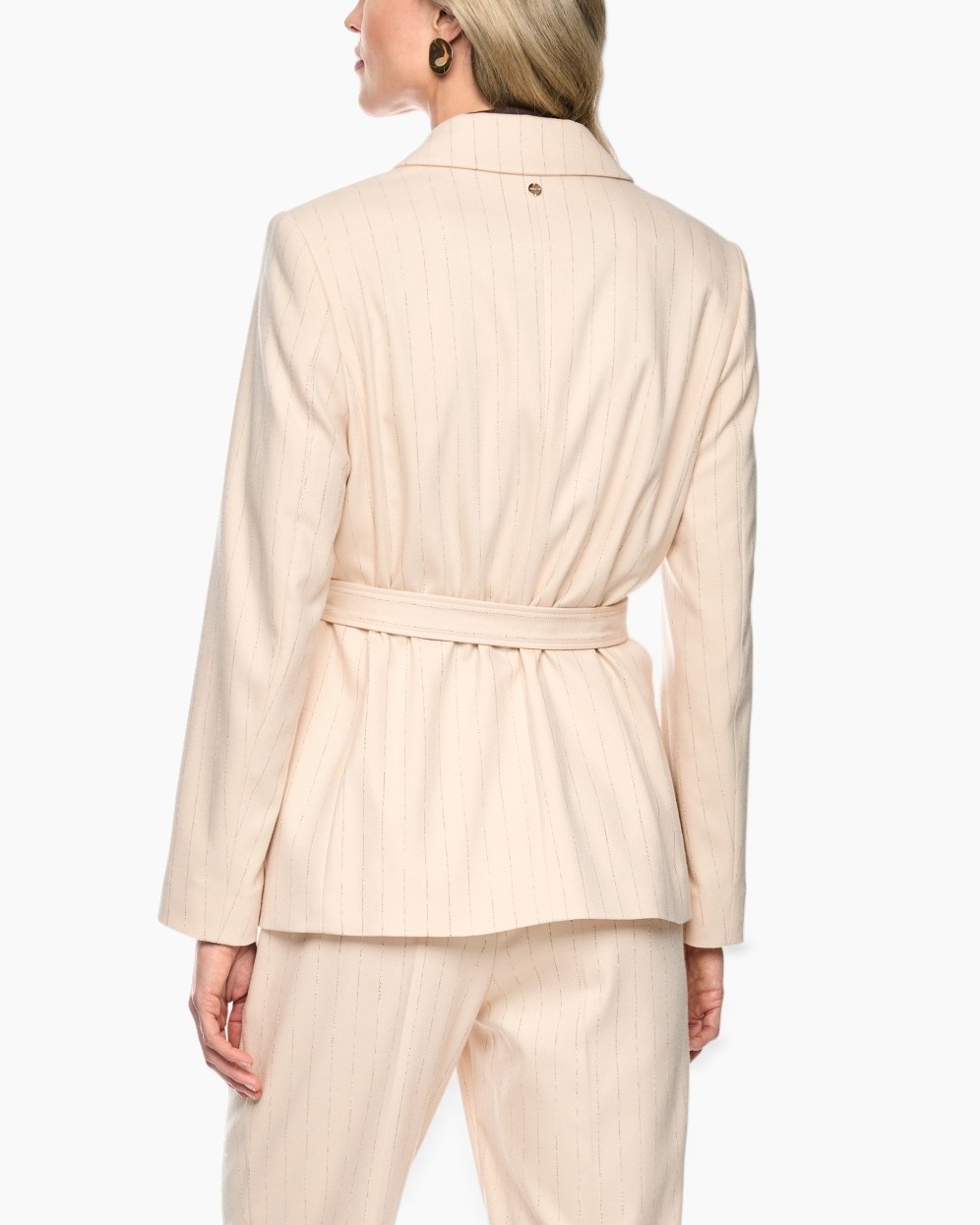 blazer, blei belted blazer, speldenstreep, lichtroze, pak set