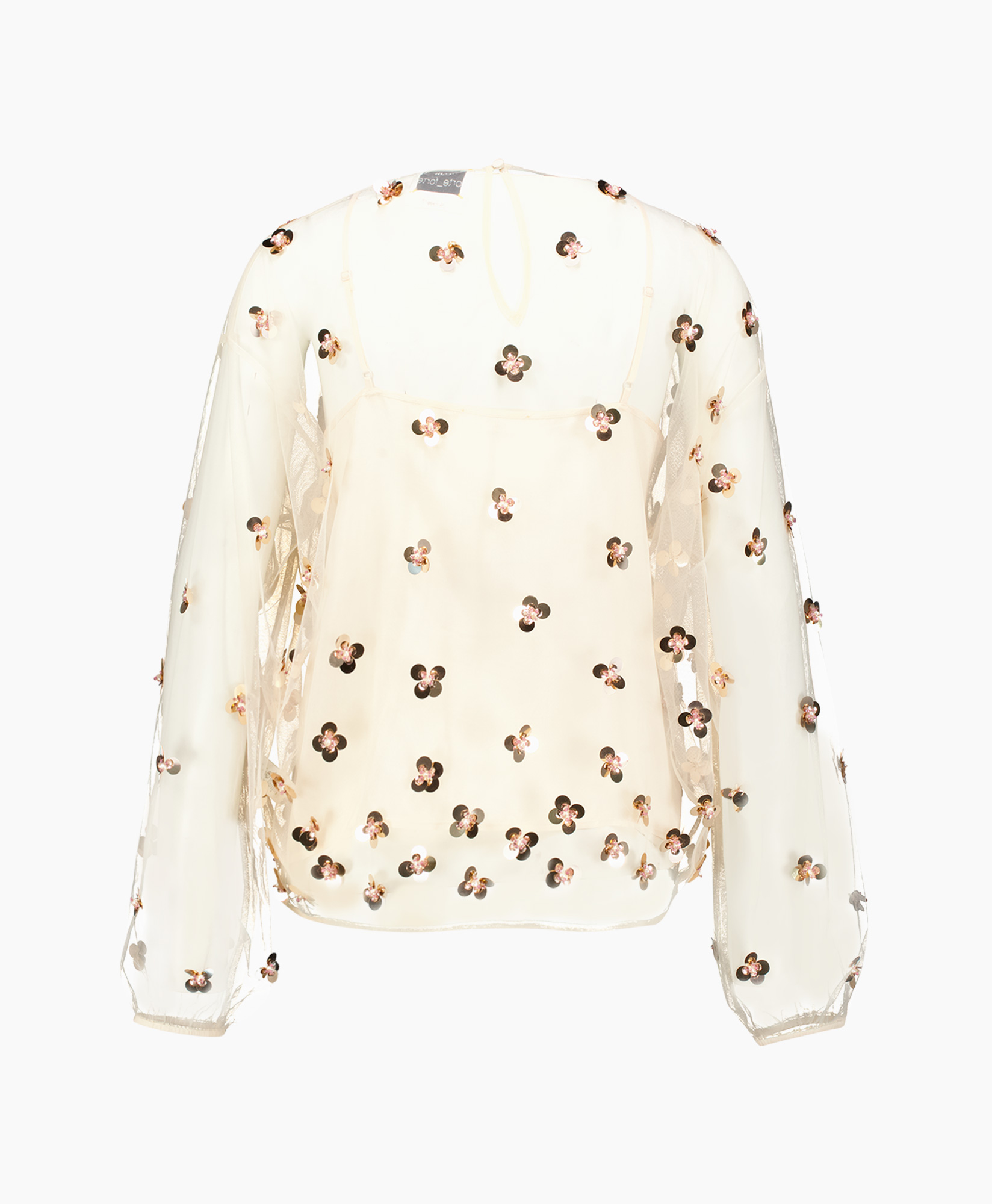 Top Petites Etoiles Embroidery Roundneck Beige