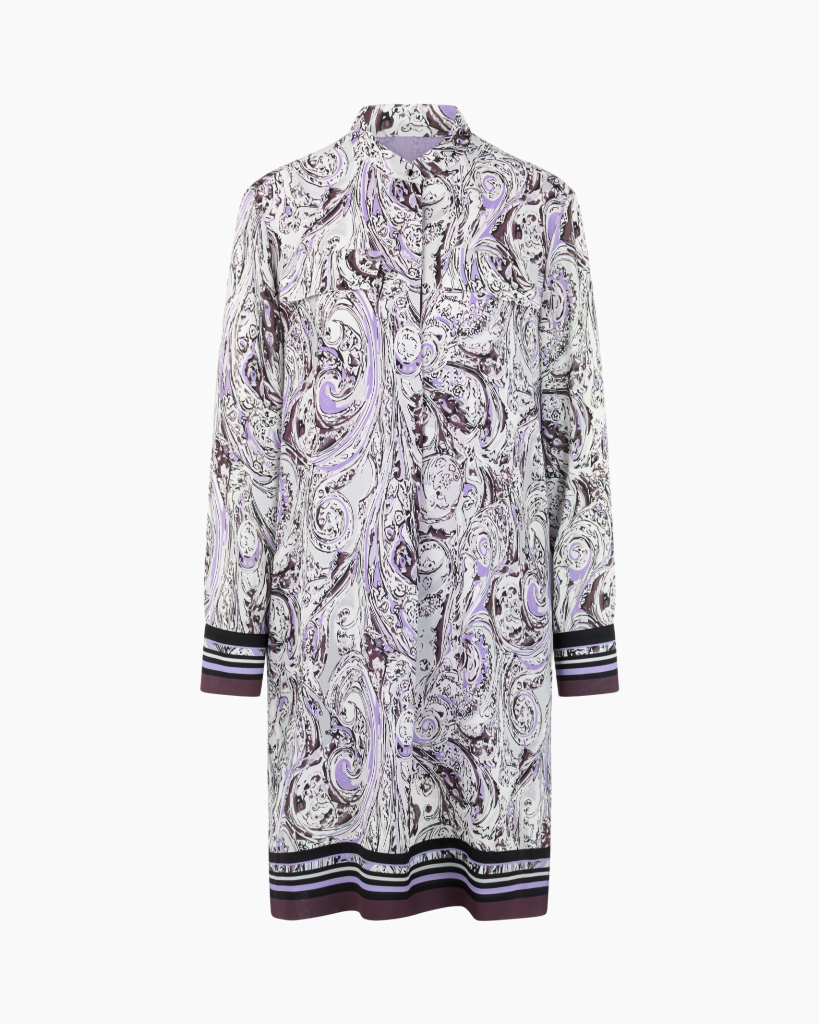paisley, lange blouse, geprint jurkje, paars, vloeiend