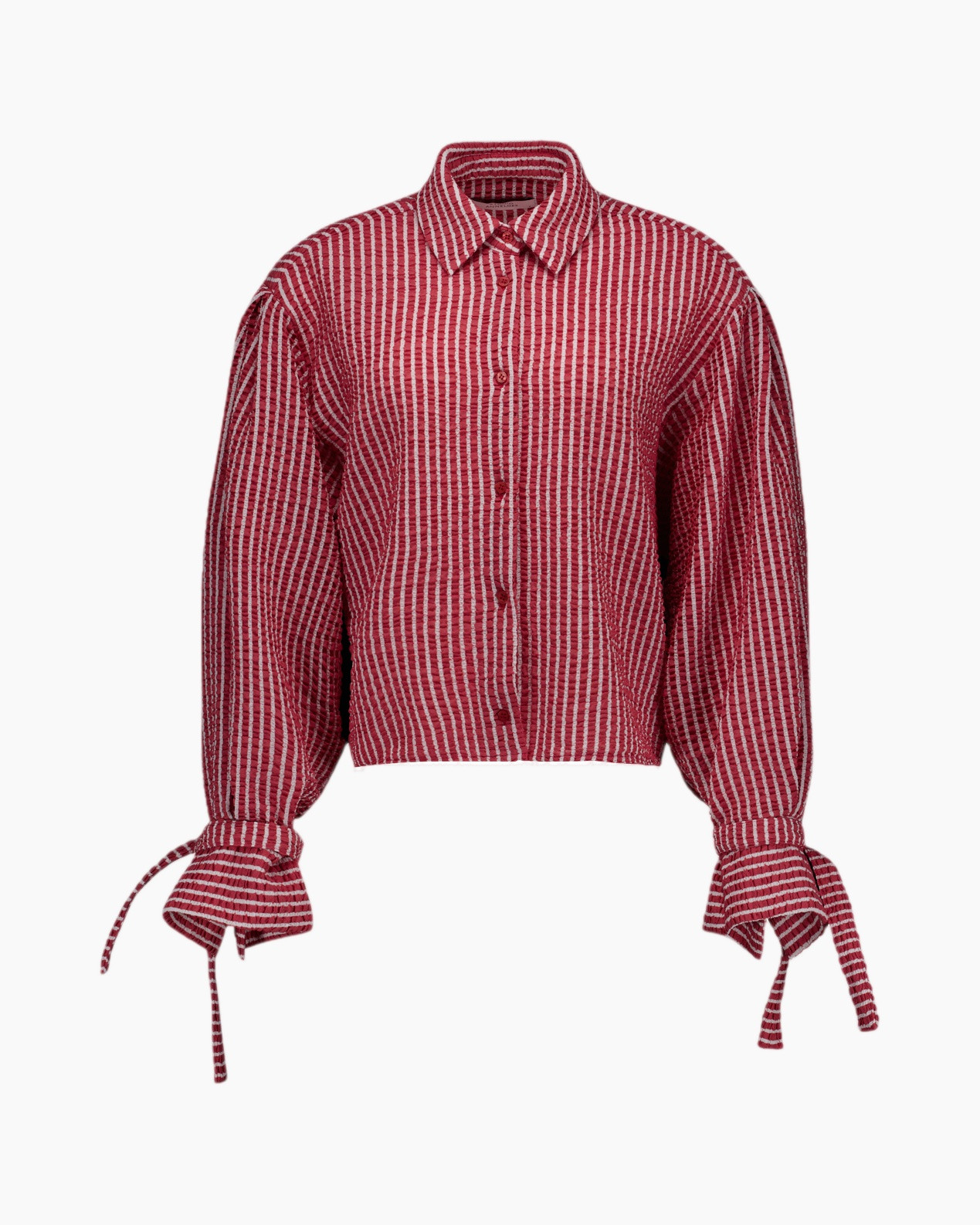 shirt, blouse, rood, gestreept, langemouw