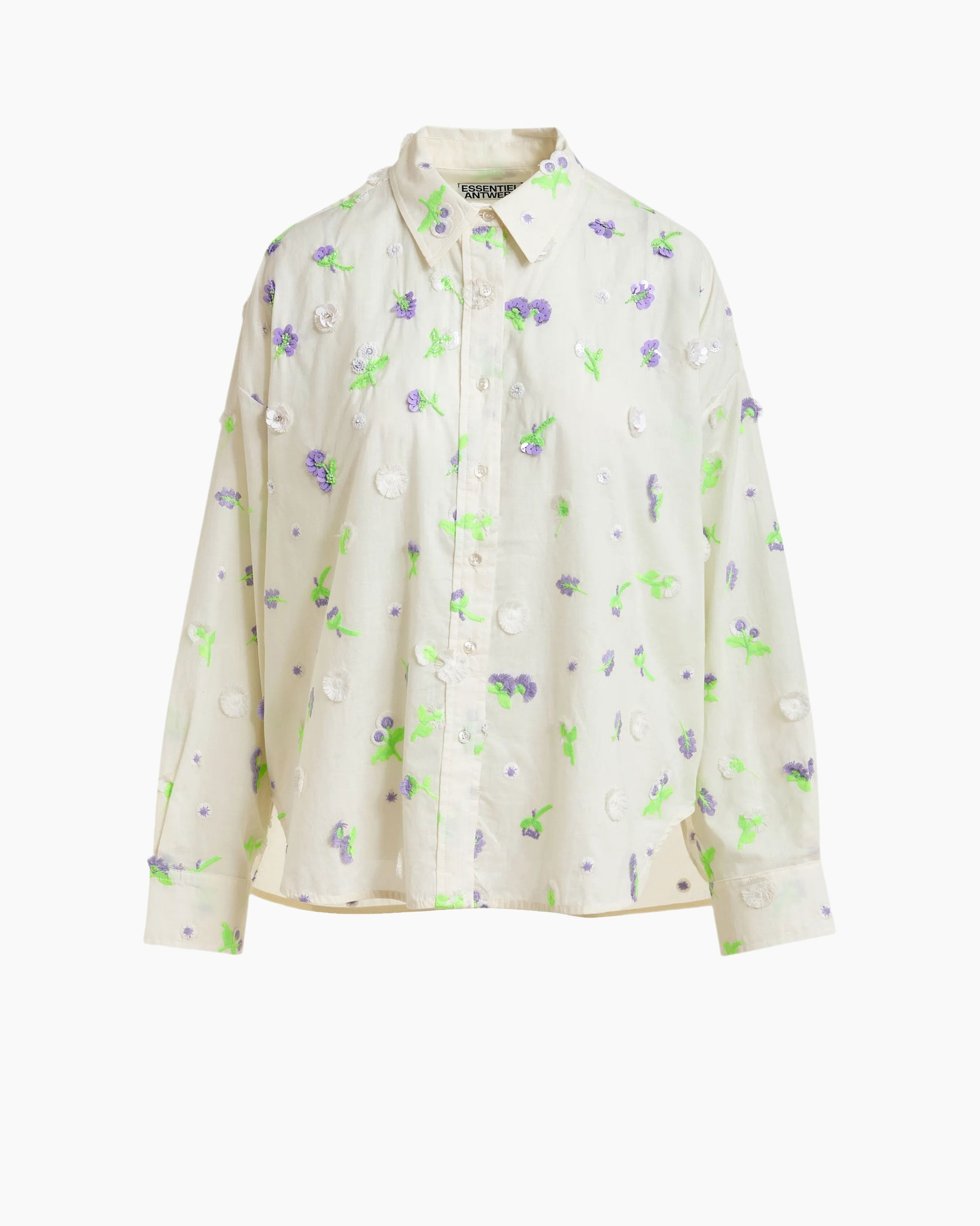shirt, embroidery, floral, long-sleeve, button-down