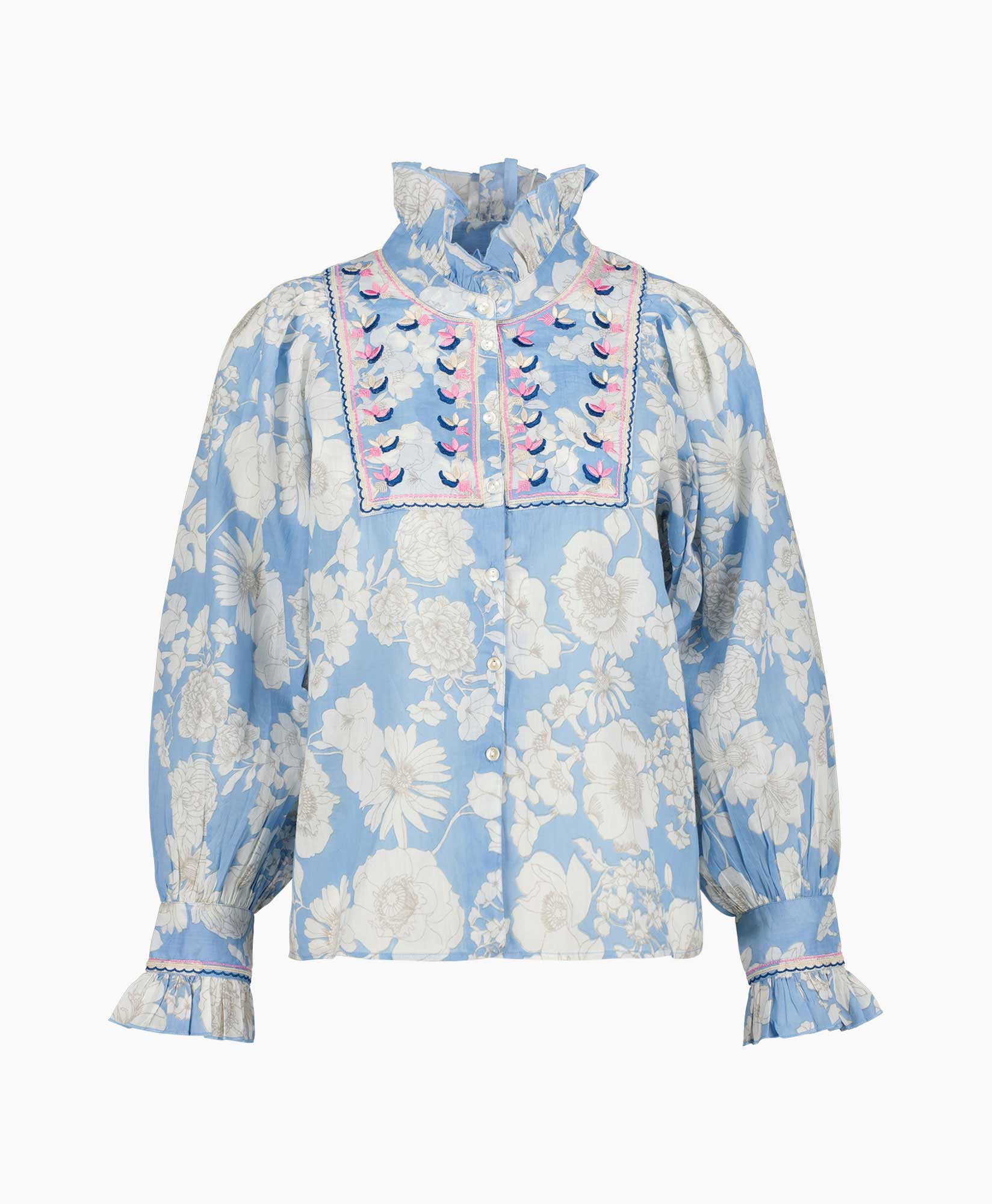 Antik Batik Blouse Peony1blo Blauw