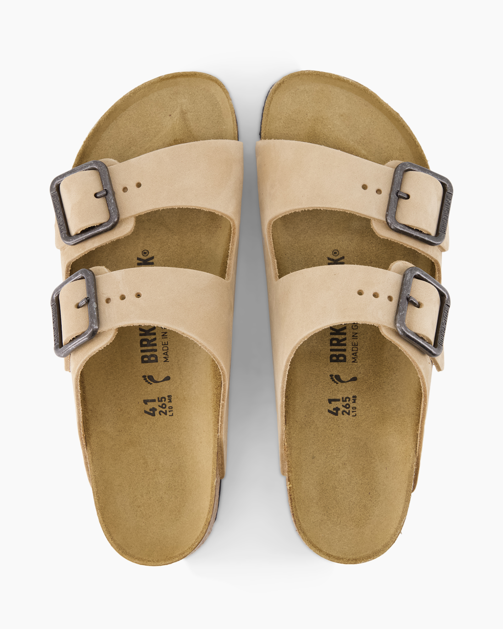 sandalen, open-toe, dubbelband, gespen, beige
