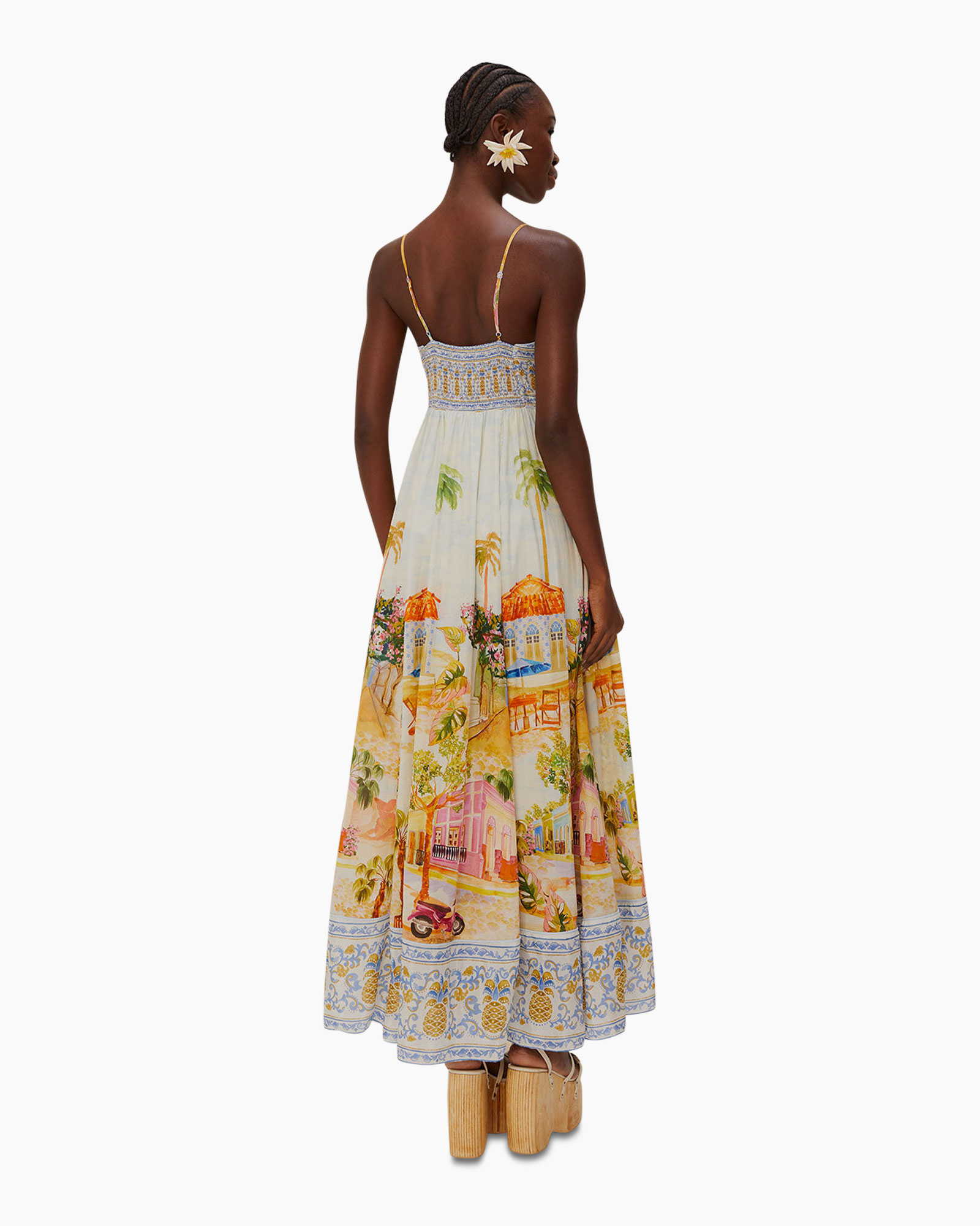 Maxi Jurk Aracati Multicolor Wit dessin