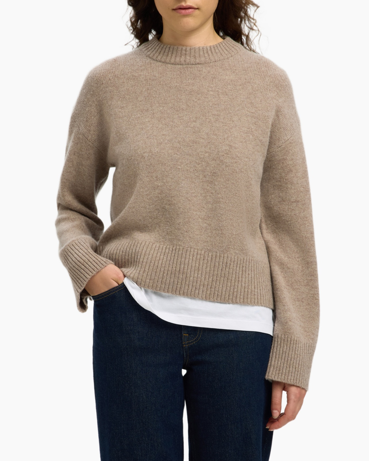 Trui Cille Cashmere Blend Ls Knit O-n Beige